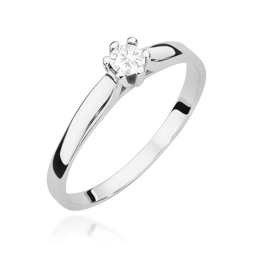 Pierścionek W0222 - Złoto Białe, 585, Diament Laboratoryjny, 0.15ct