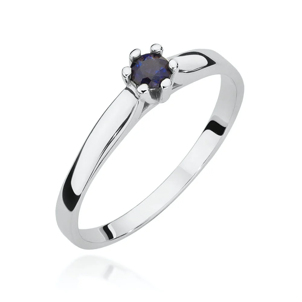 Pierścionek W0222 - Złoto Białe, 585, Szafir, 0.15ct
