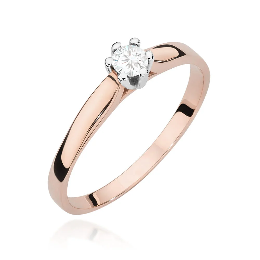 Pierścionek W0222 - Złoto Różowe, 585, Diament Laboratoryjny, 0.15ct