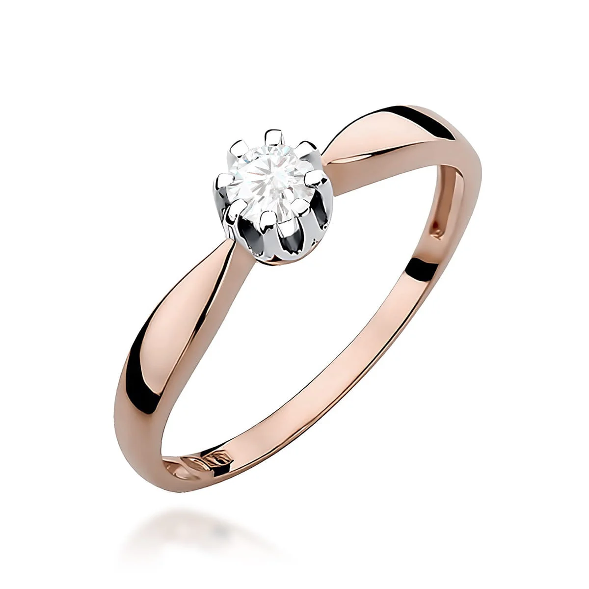 Pierścionek W0228 - Złoto Różowe, 585, Diament Laboratoryjny, 0.20ct