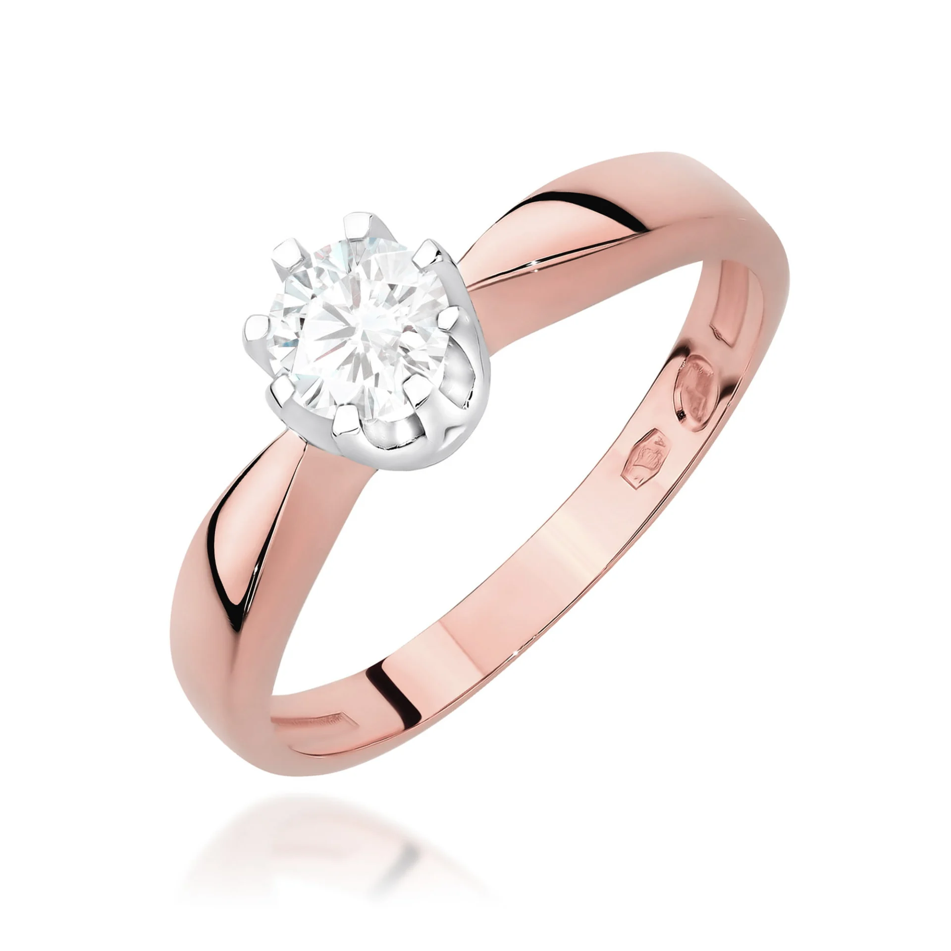 Pierścionek W0228 - Złoto Różowe, 585, Diament Laboratoryjny, 0.30ct