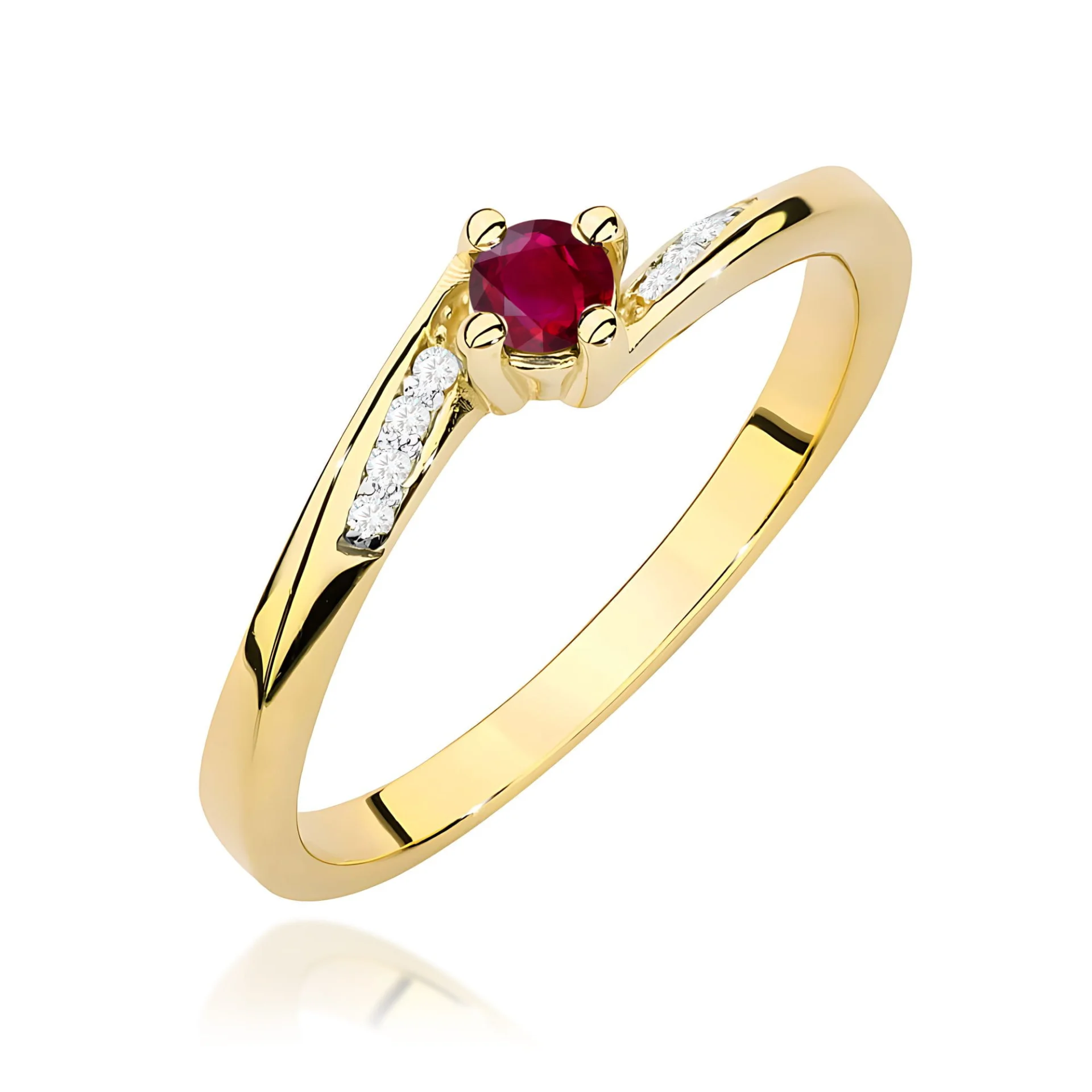 Pierścionek W0262 - Złoto Żółte, 585, Rubin, 0.15ct