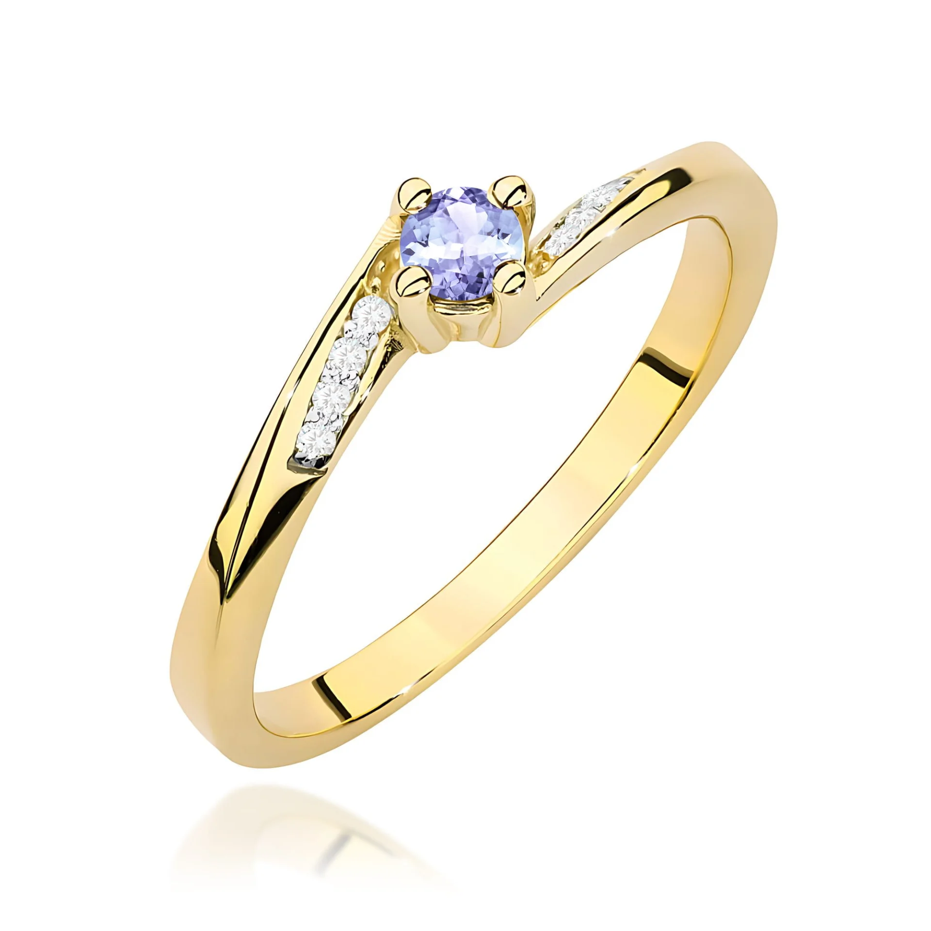 Pierścionek W0262 - Złoto Żółte, 585, Tanzanit, 0.15ct