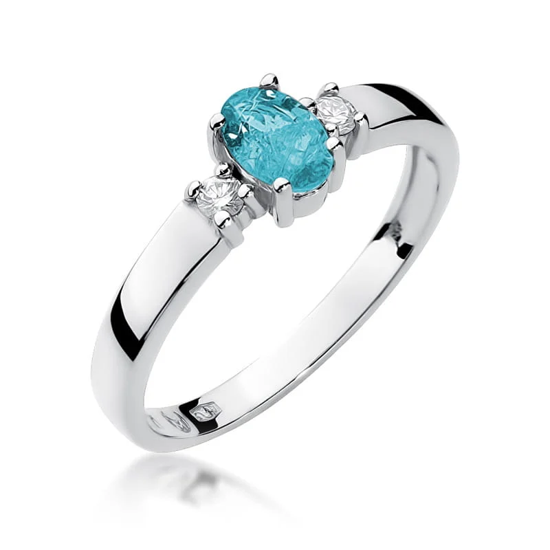 Pierścionek W0264 - Złoto Białe, 585, Topaz