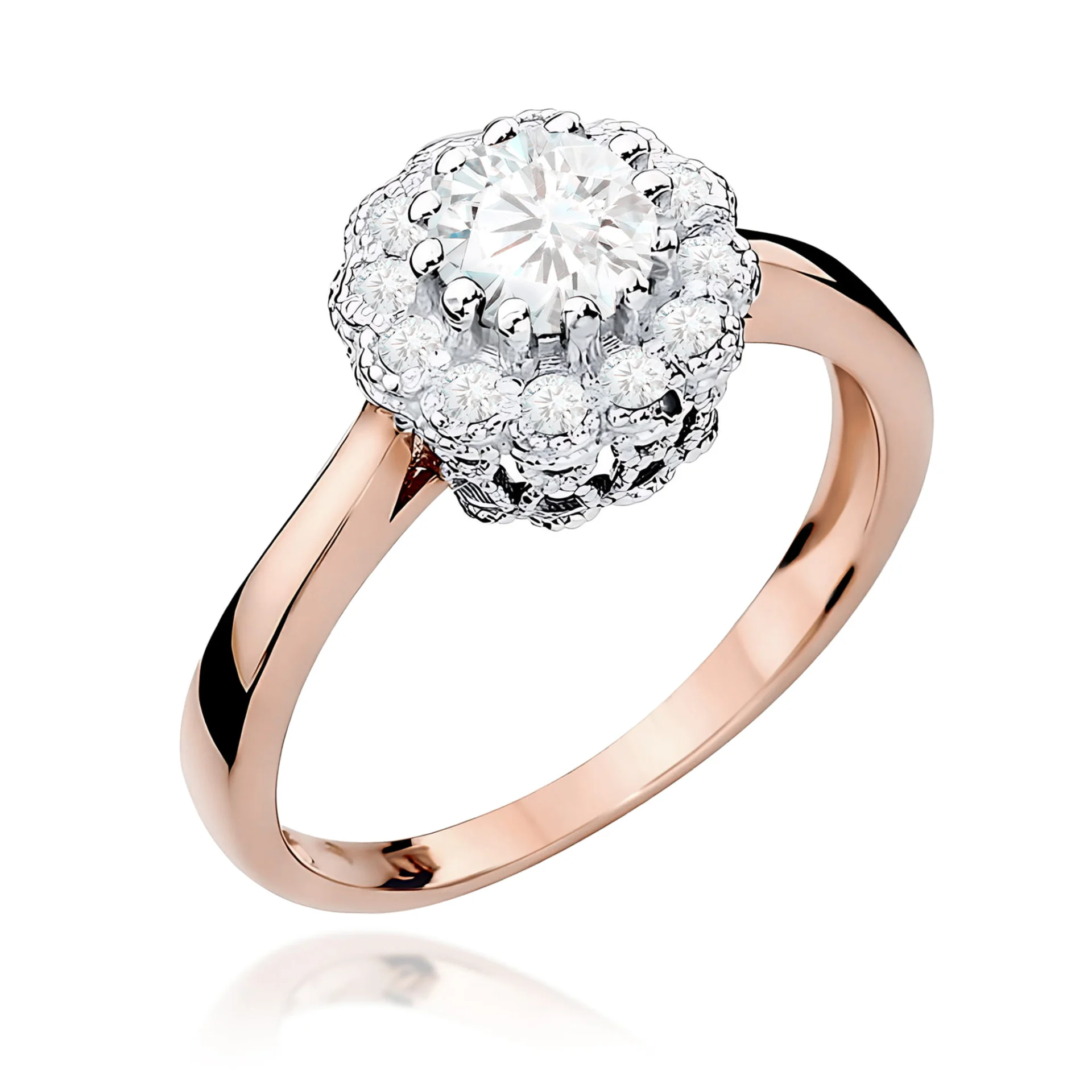 Pierścionek W0284 - Złoto Różowe, 585, Diament Laboratoryjny