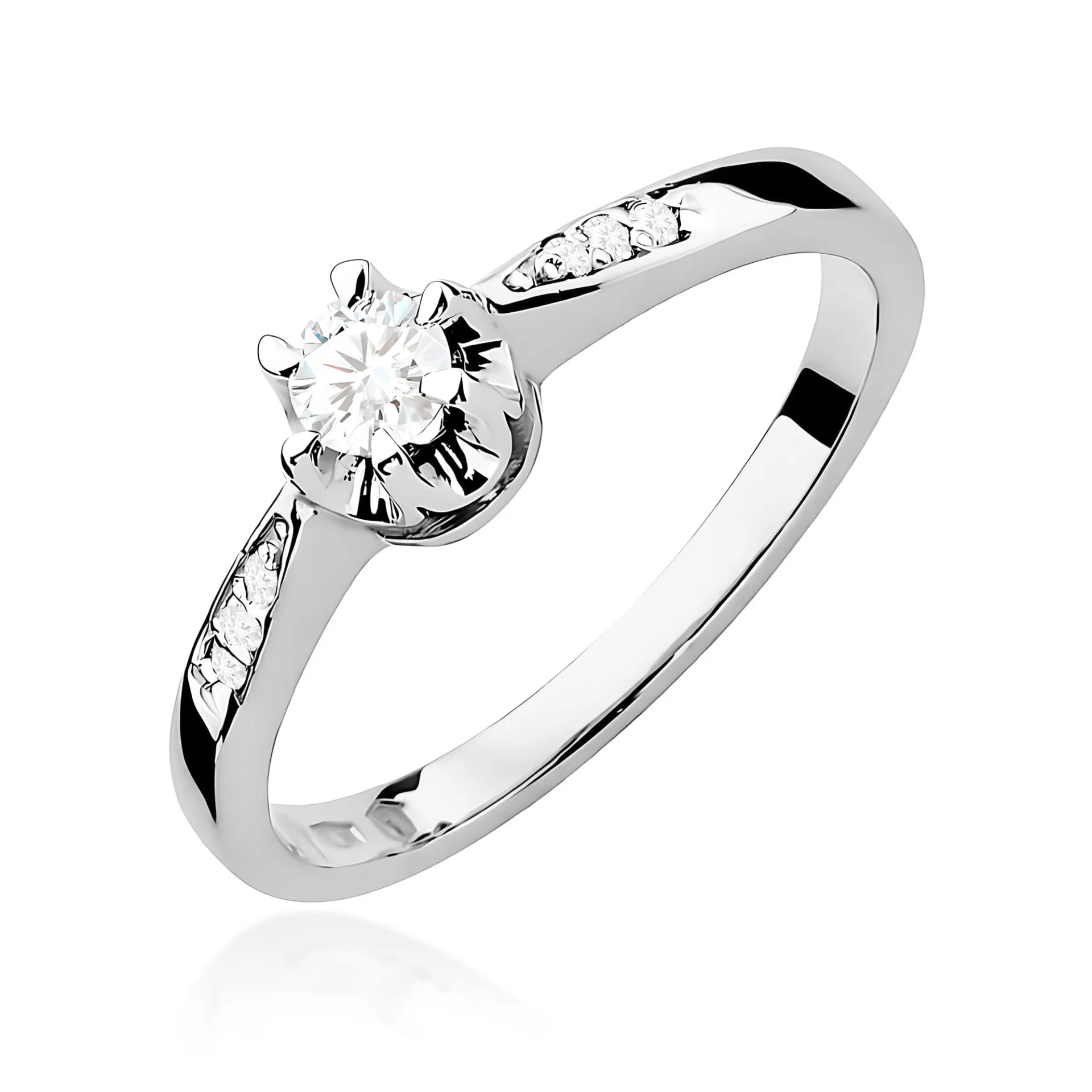 Pierścionek W0291 - Złoto Białe, 585, Diament Laboratoryjny, 0.20ct