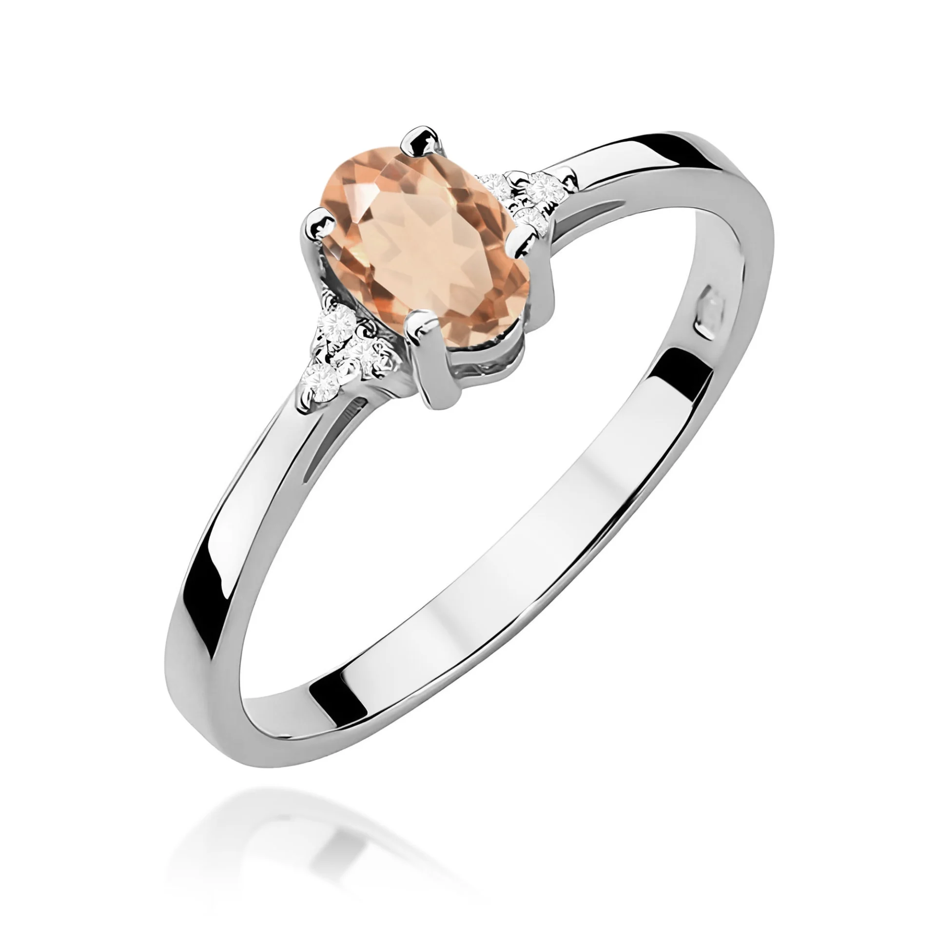 Pierścionek W0301 - Złoto Białe, 585, Morganit