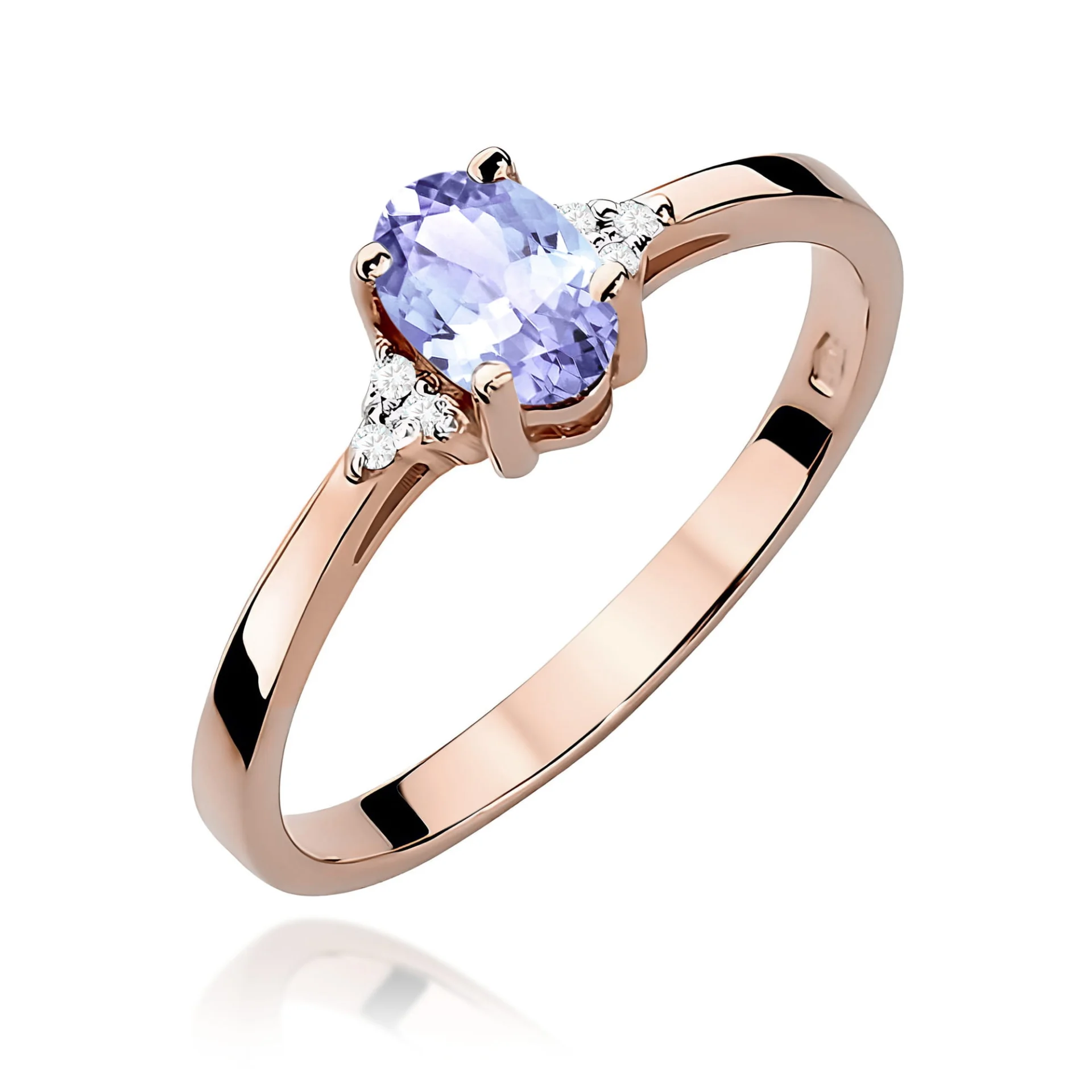 Pierścionek W0301 - Złoto Różowe, 585, Tanzanit