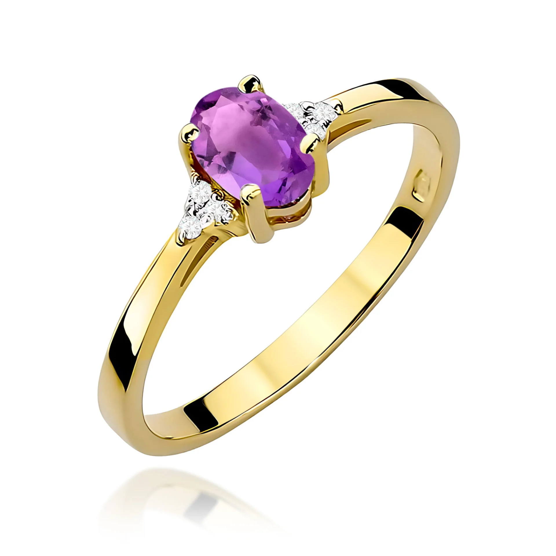 Pierścionek W0301 - Złoto Żółte, 585, Ametyst