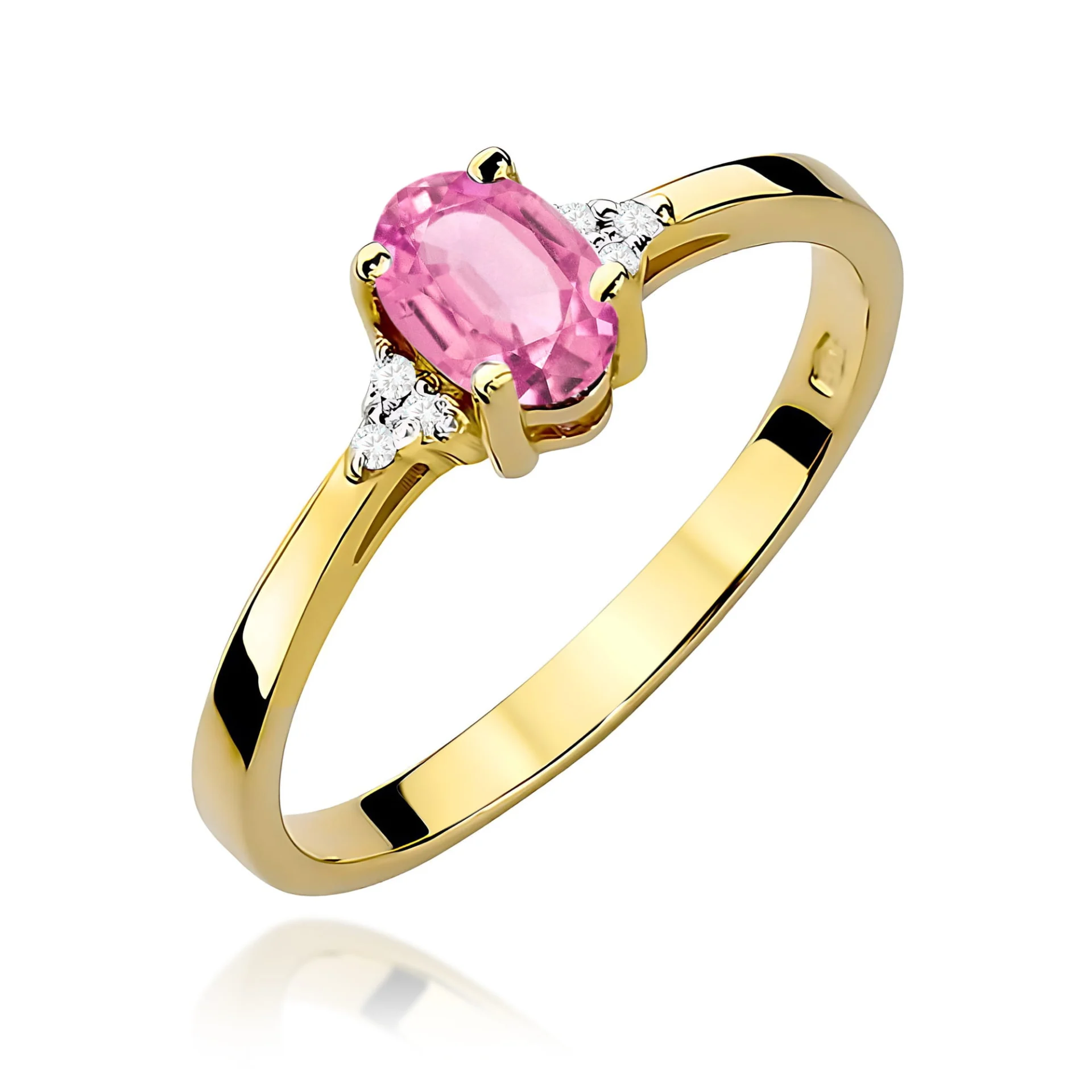 Pierścionek W0301 - Złoto Żółte, 585, Różowy Topaz