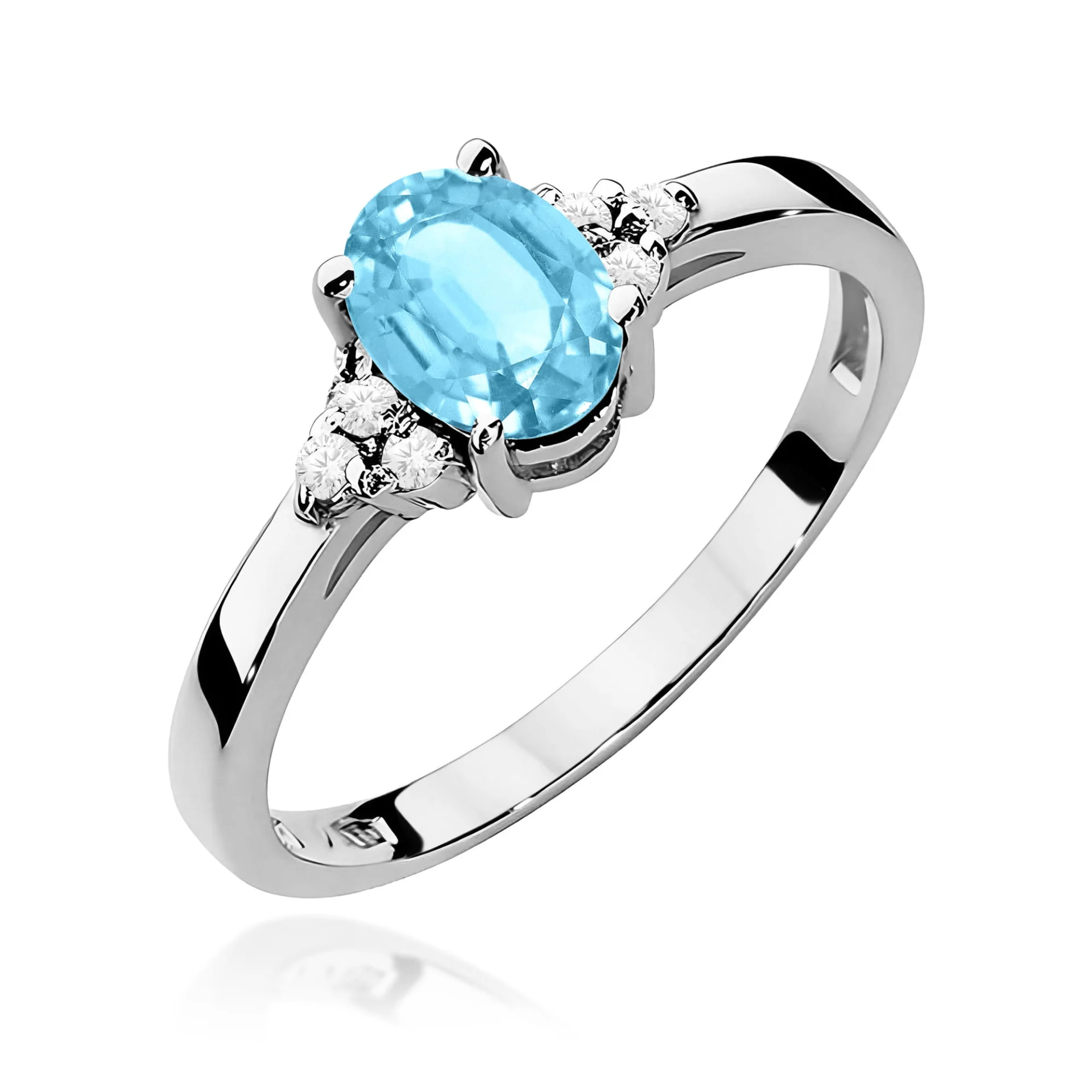 Pierścionek W0308 - Złoto Białe, 585, Topaz