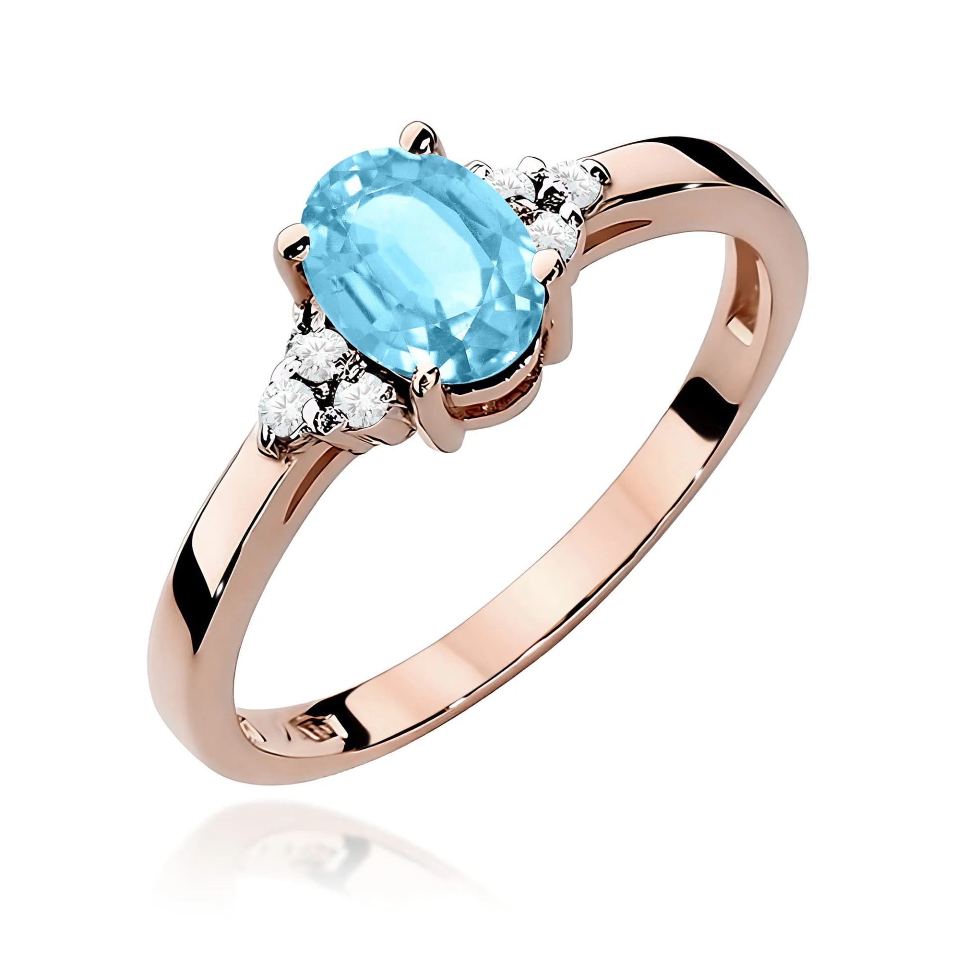 Pierścionek W0308 - Złoto Różowe, 585, Topaz