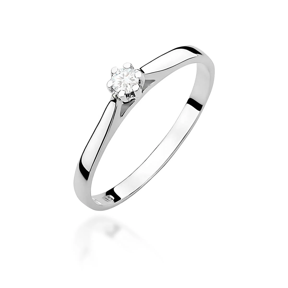 Pierścionek W0311 - Złoto Białe, 585, Diament, 0.10ct