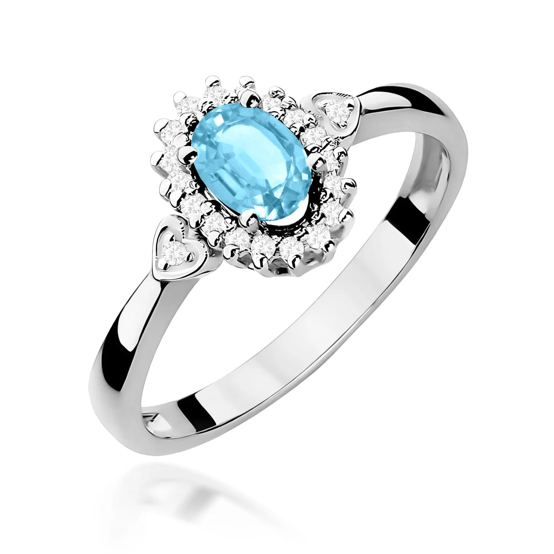 Pierścionek W0312 - Złoto Białe, 585, Topaz