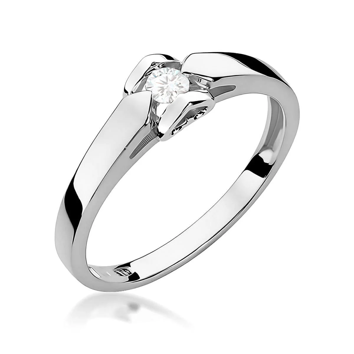 Pierścionek W0320 - Złoto Białe, 585, Diament, 0.09ct