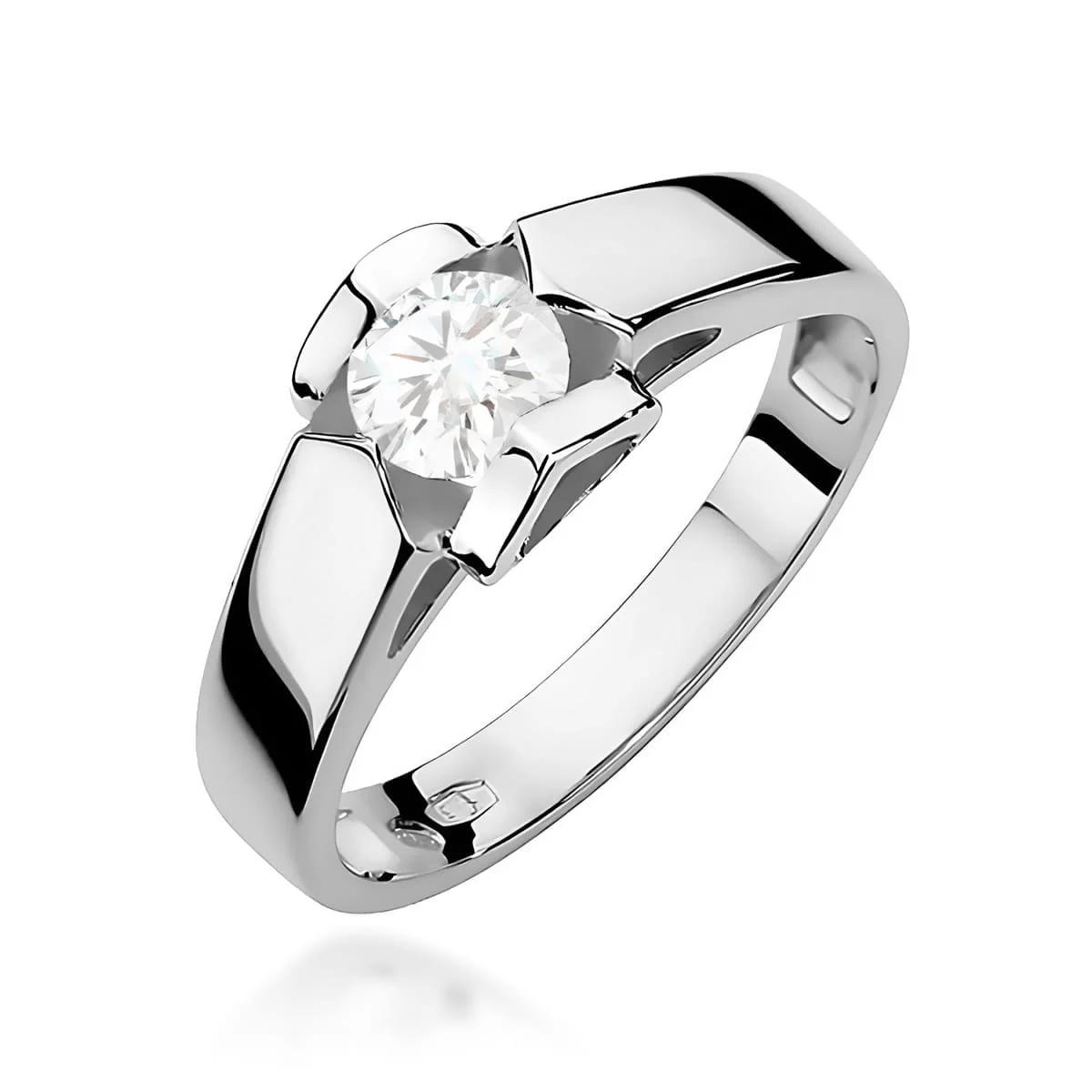 Pierścionek W0320 - Złoto Białe, 585, Diament Laboratoryjny, 0.50ct