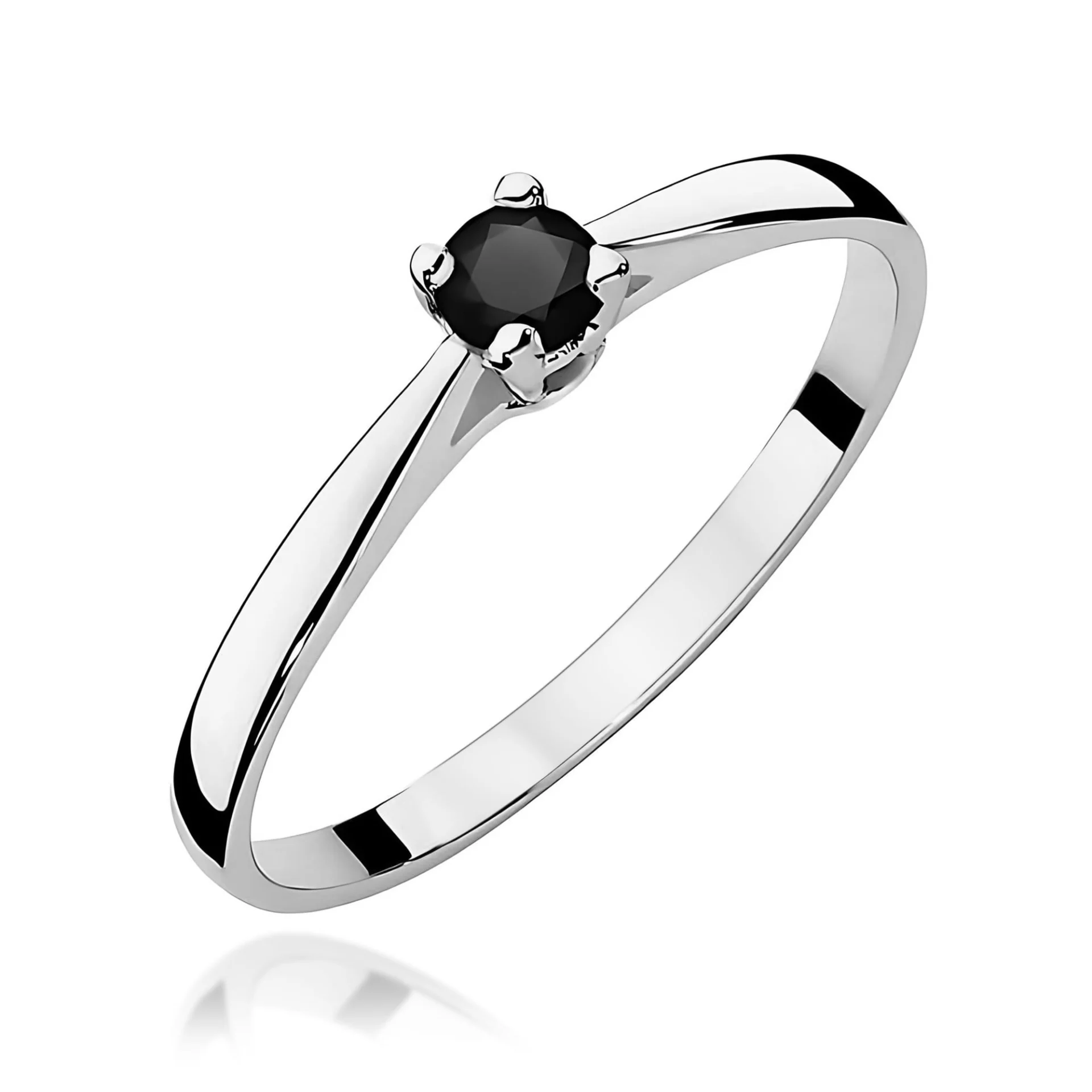 Pierścionek W0335 - Złoto Białe, 585, Czarny Diament, 0.20ct