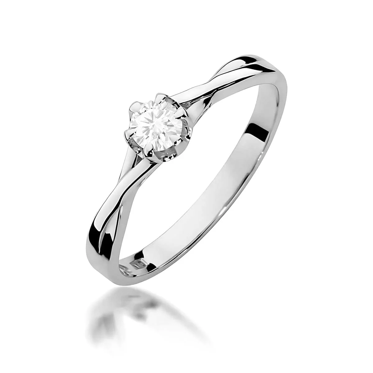 Pierścionek W0340 - Złoto Białe, 585, Diament Laboratoryjny, 0.20ct