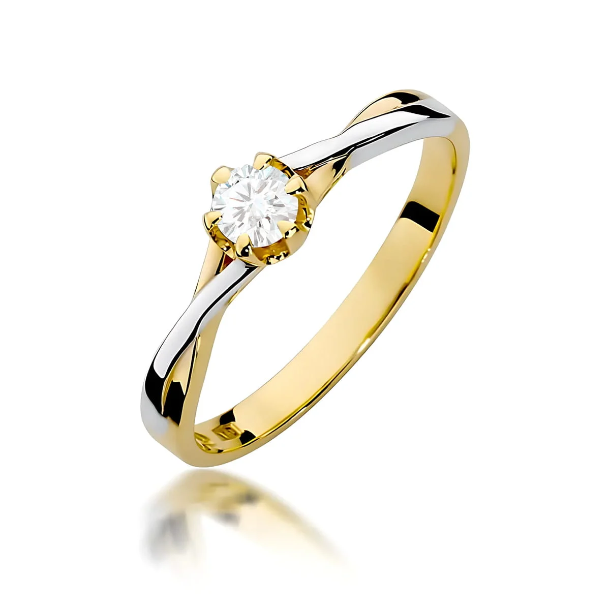 Pierścionek W0340 - Złoto Żółte, 585, Diament Laboratoryjny, 0.20ct