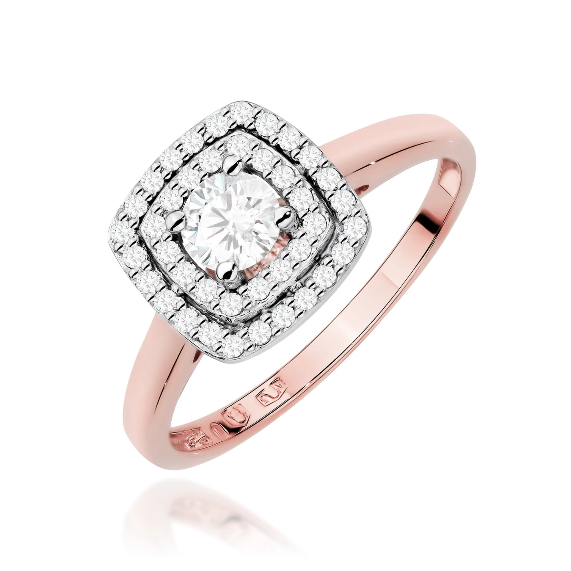 Pierścionek W0345 - Złoto Różowe, 585, Diament Laboratoryjny, 0.30ct