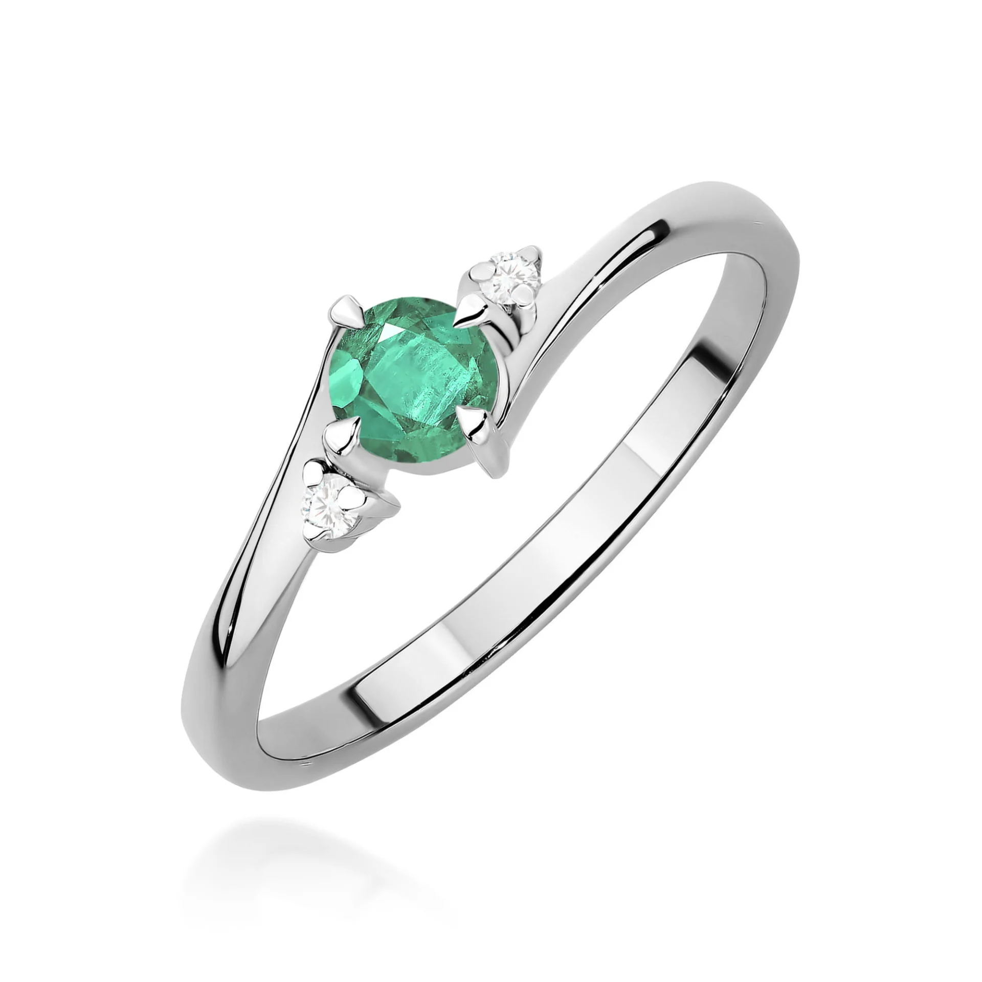 Pierścionek W0346 - Złoto Białe, 585, Szmaragd, 0.30ct