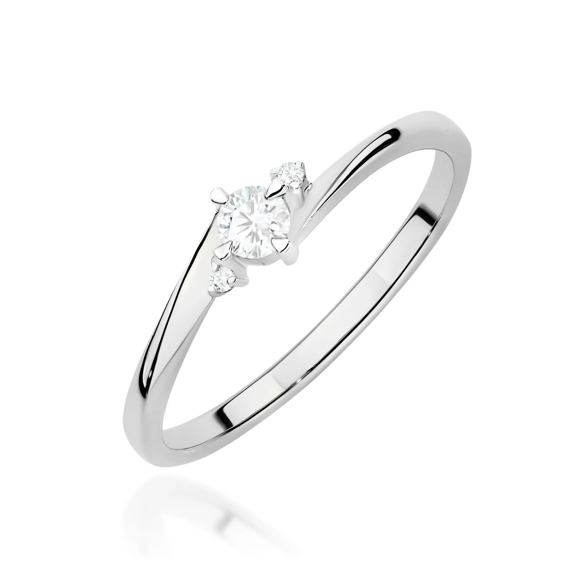 Pierścionek W0346 - Złoto Białe, 585, Diament Laboratoryjny, 0.10ct