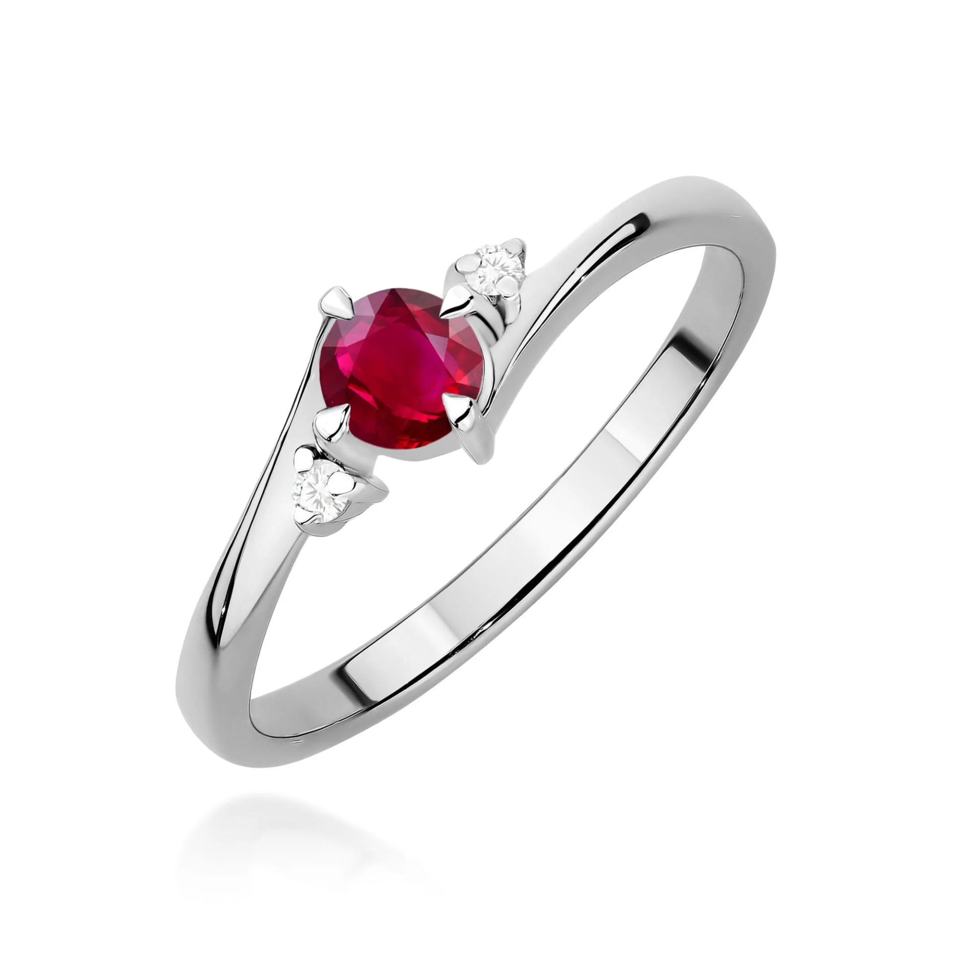 Pierścionek W0346 - Złoto Białe, 585, Rubin, 0.30ct