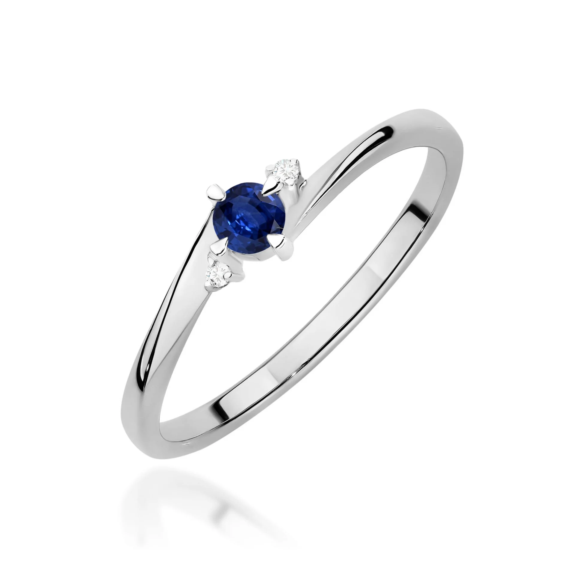 Pierścionek W0346 - Złoto Białe, 585, Szafir, 0.15ct