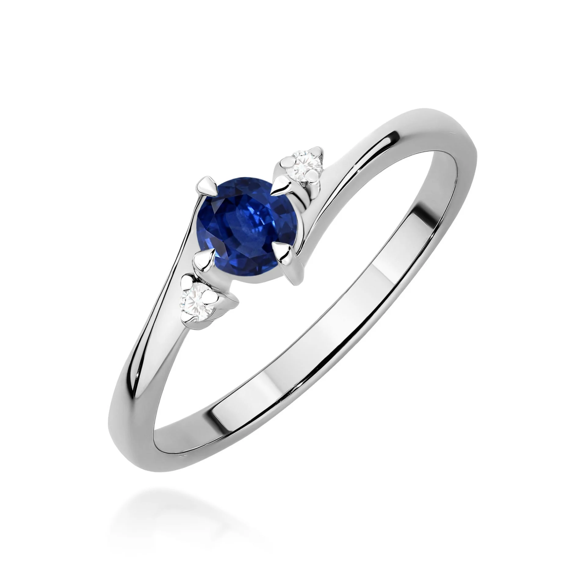 Pierścionek W0346 - Złoto Białe, 585, Szafir, 0.30ct