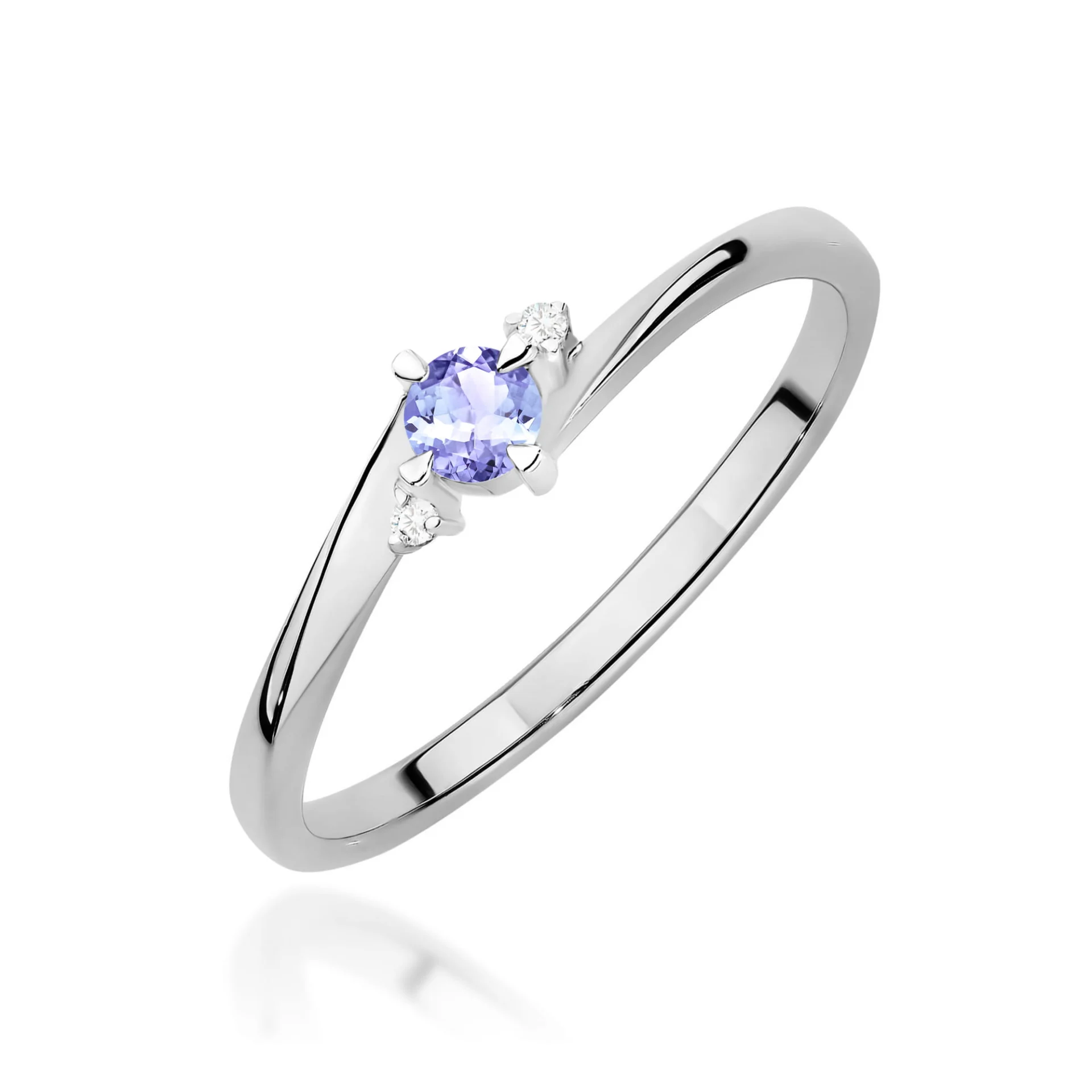 Pierścionek W0346 - Złoto Białe, 585, Tanzanit, 0.15ct