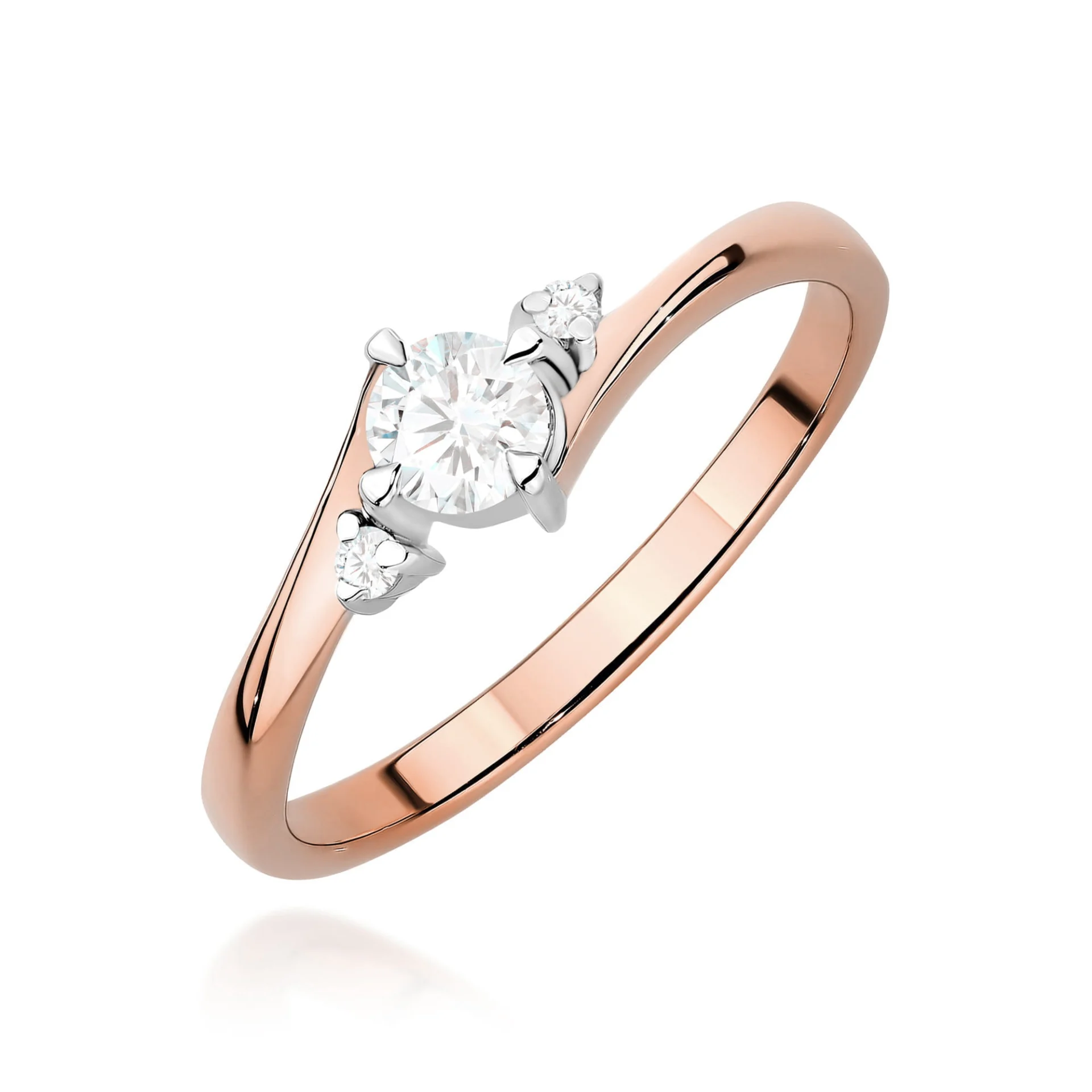 Pierścionek W0346 - Złoto Różowe, 585, Diament, 0.25ct