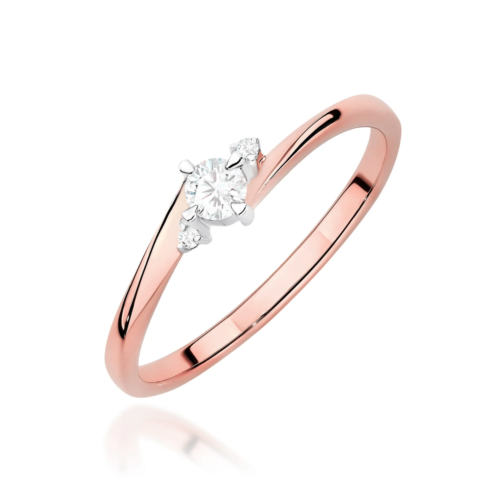 Pierścionek W0346 - Złoto Różowe, 585, Diament Laboratoryjny, 0.10ct