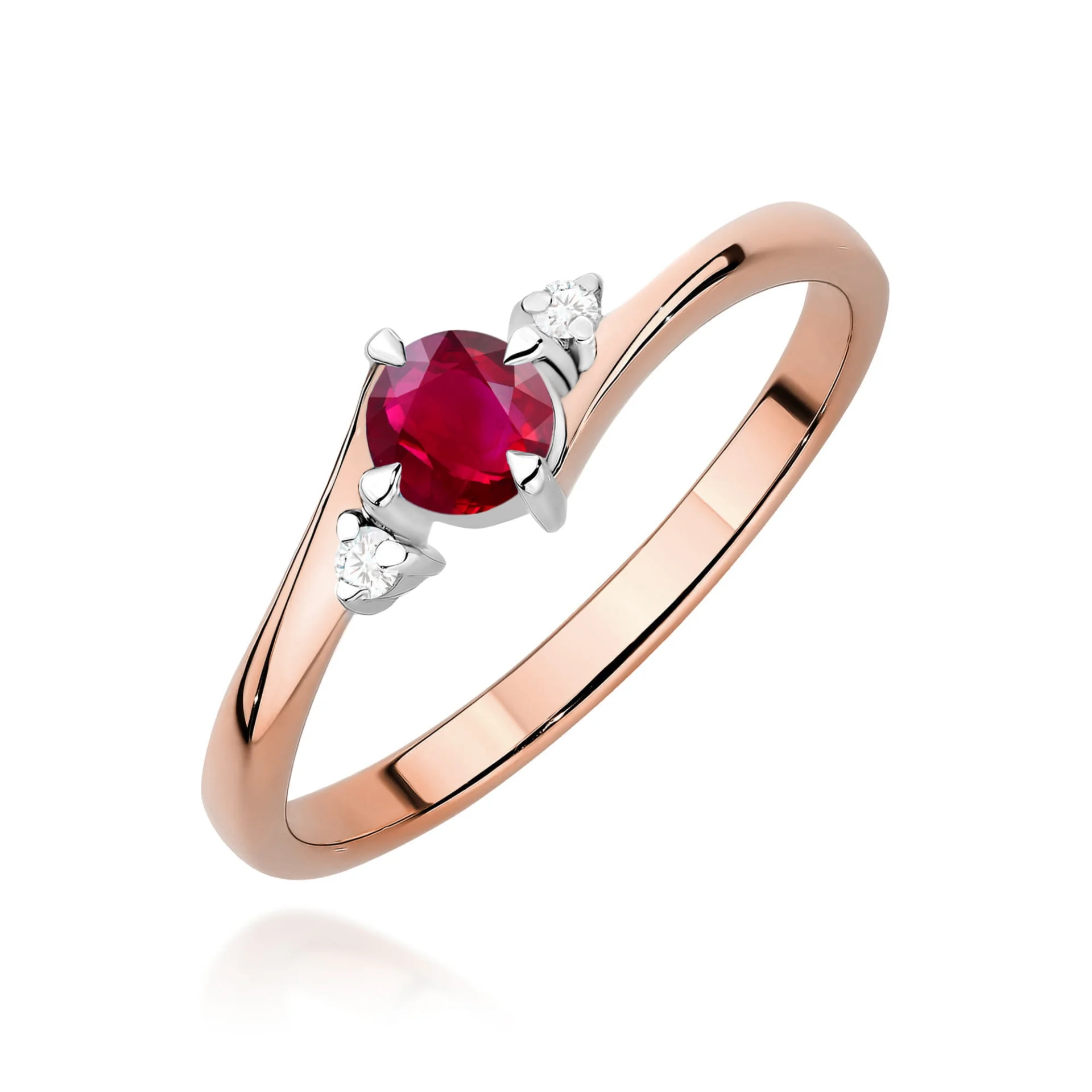 Pierścionek W0346 - Złoto Różowe, 585, Rubin, 0.30ct