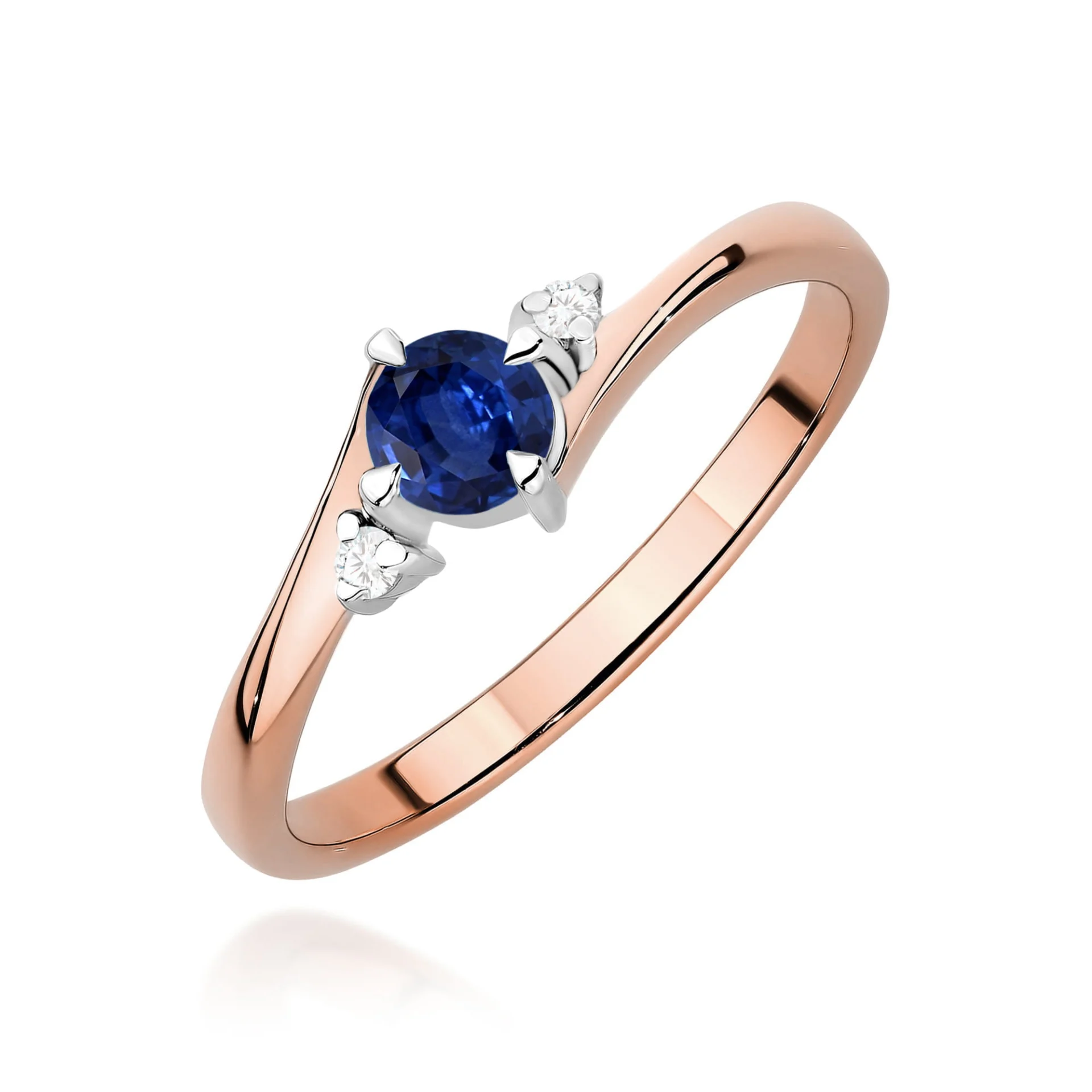 Pierścionek W0346 - Złoto Różowe, 585, Szafir, 0.30ct