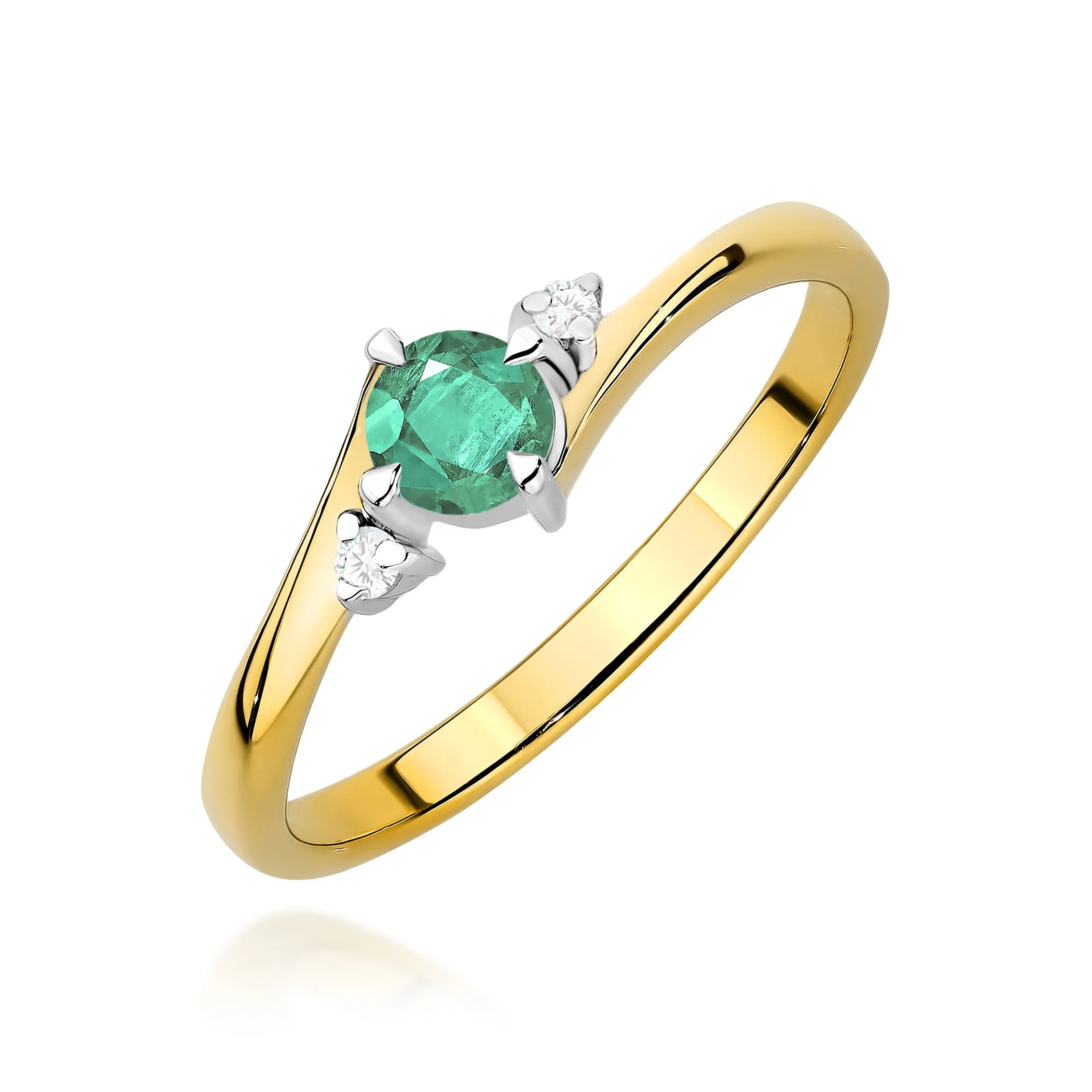 Pierścionek W0346 - Złoto Żółte, 585, Szmaragd, 0.30ct