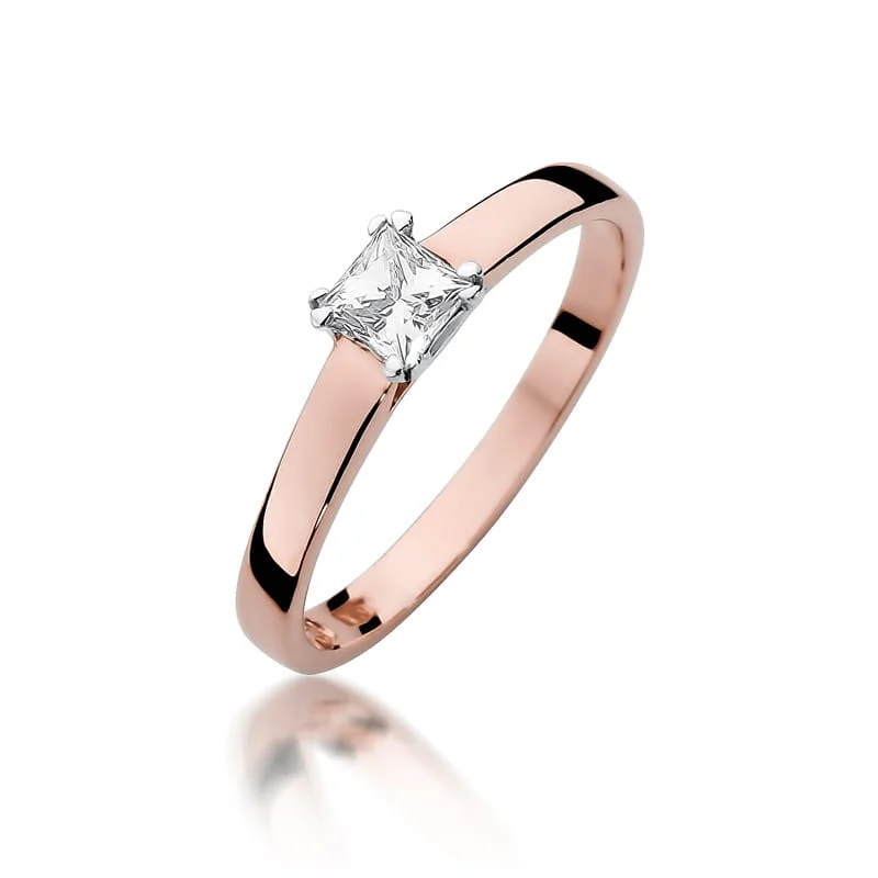 Pierścionek W0347 - Złoto Różowe, 585, Diament