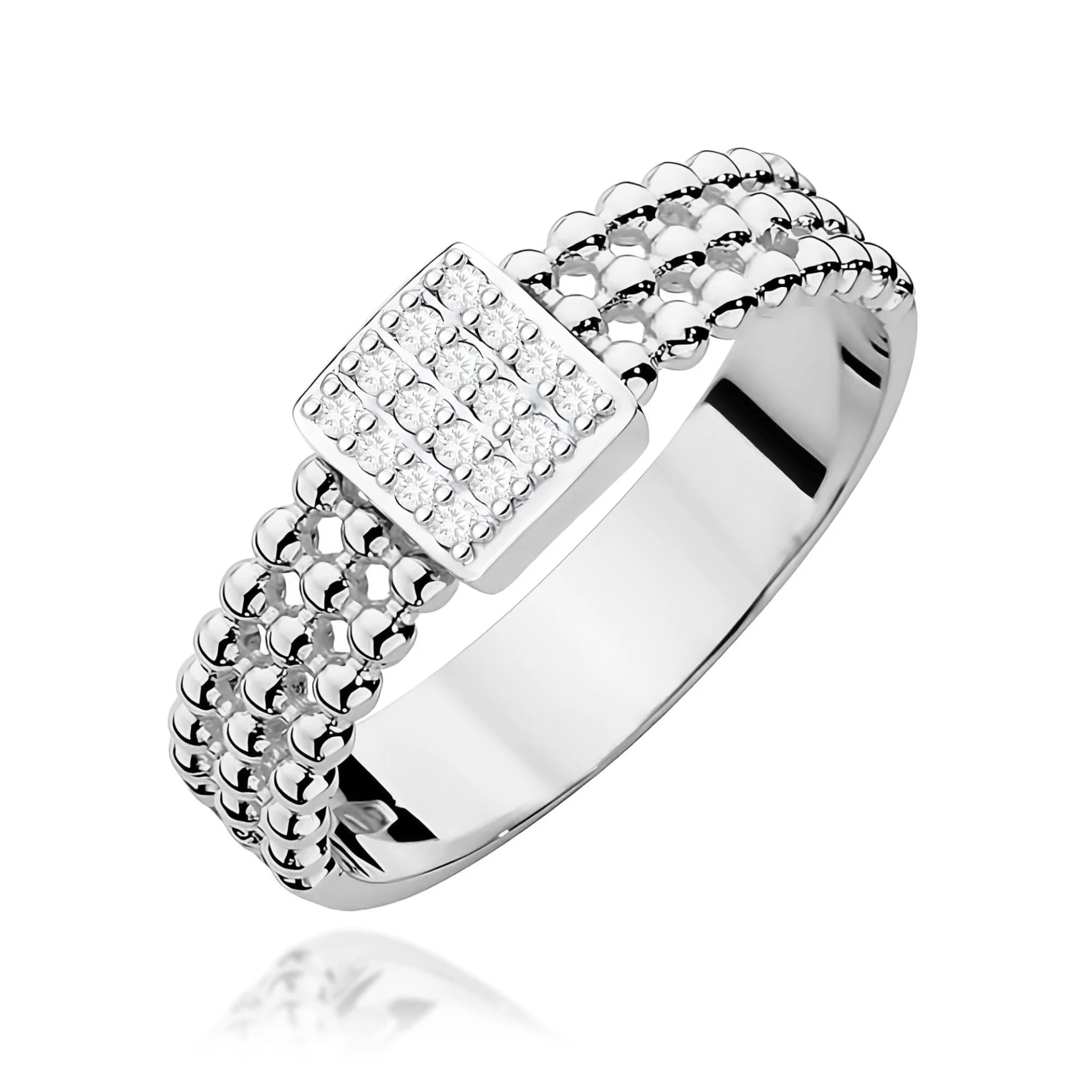 Pierścionek W0353 - Złoto Białe, 585, Diament