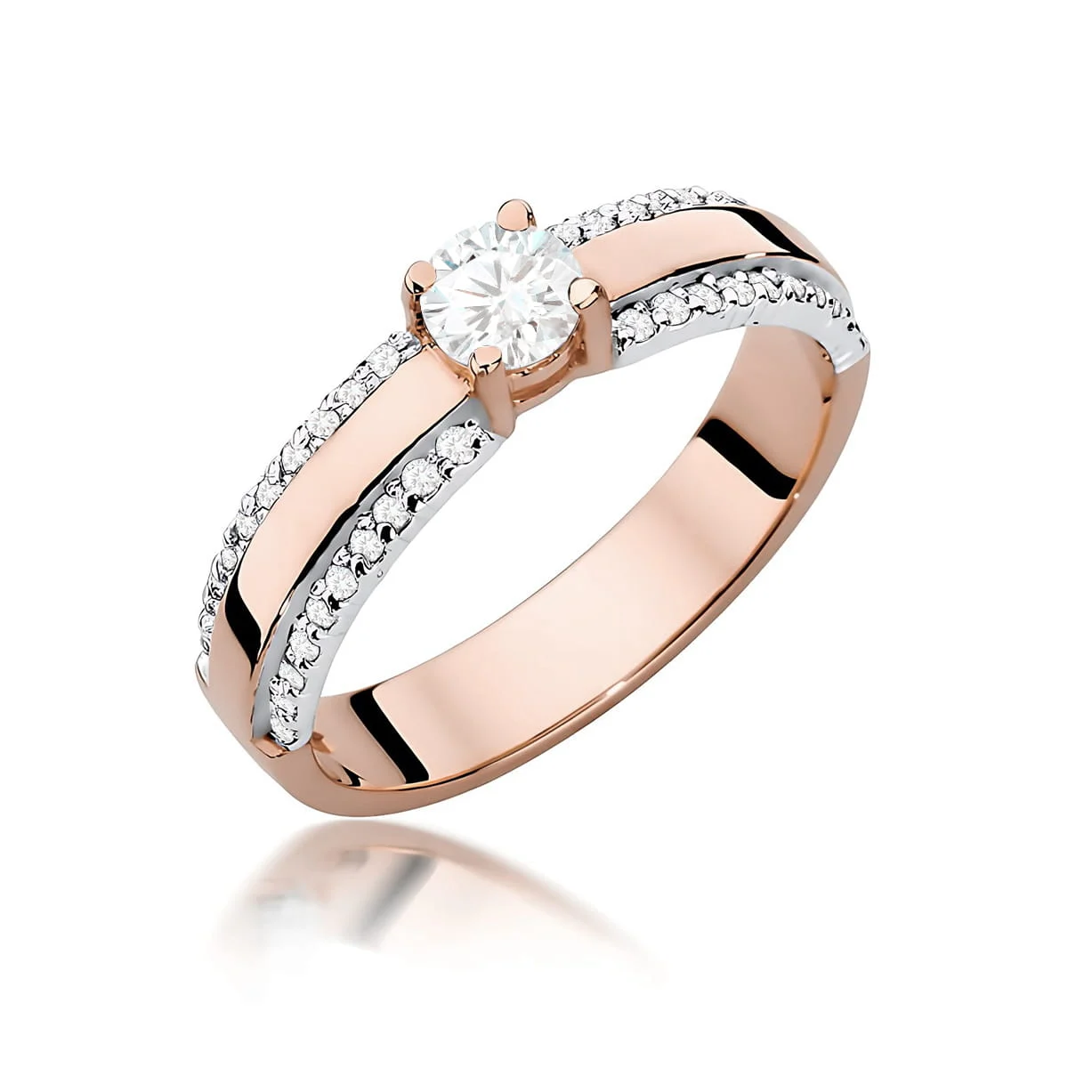 Pierścionek W0356 - Złoto Różowe, 585, Diament Laboratoryjny