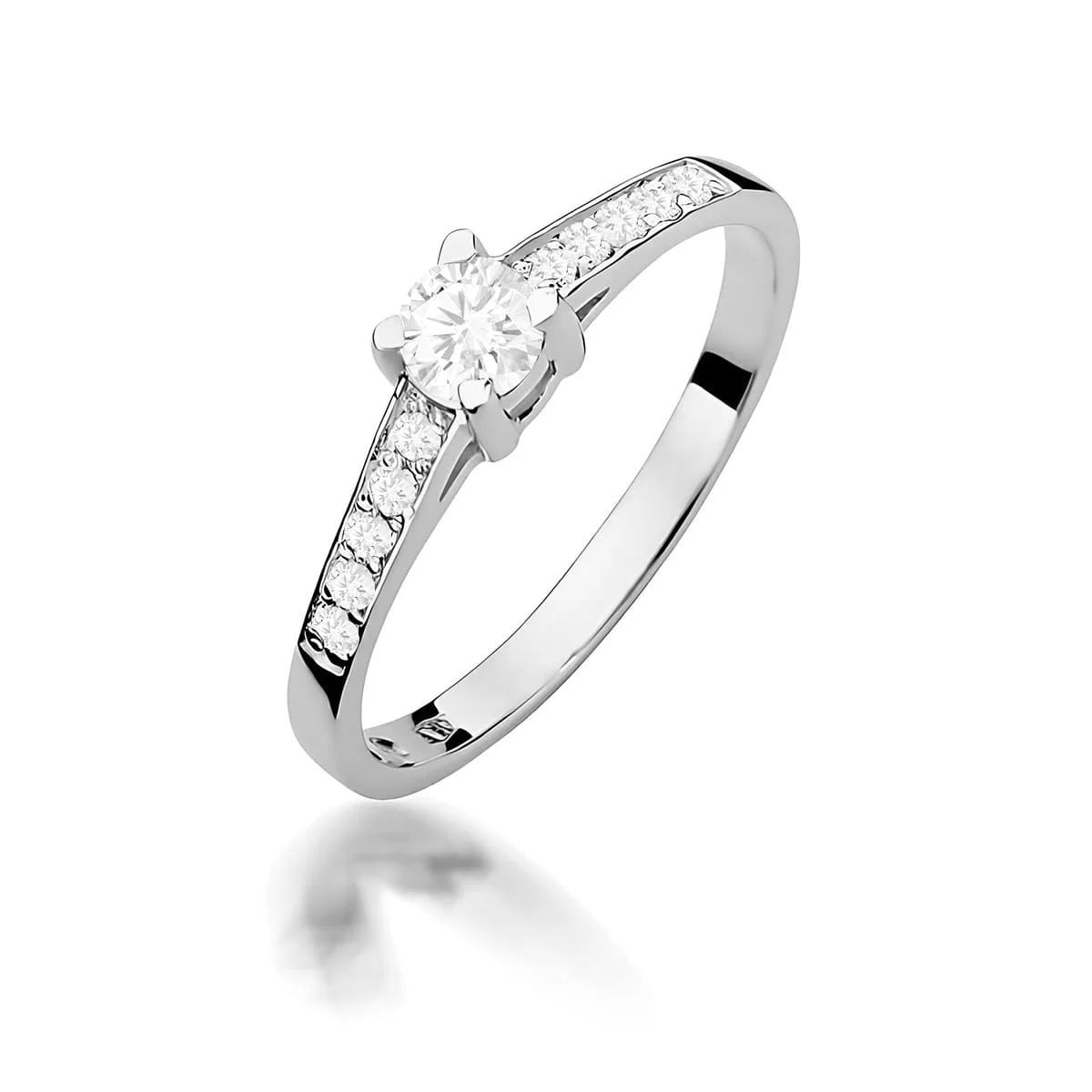 Pierścionek W0364 - Złoto Białe, 585, Diament Laboratoryjny