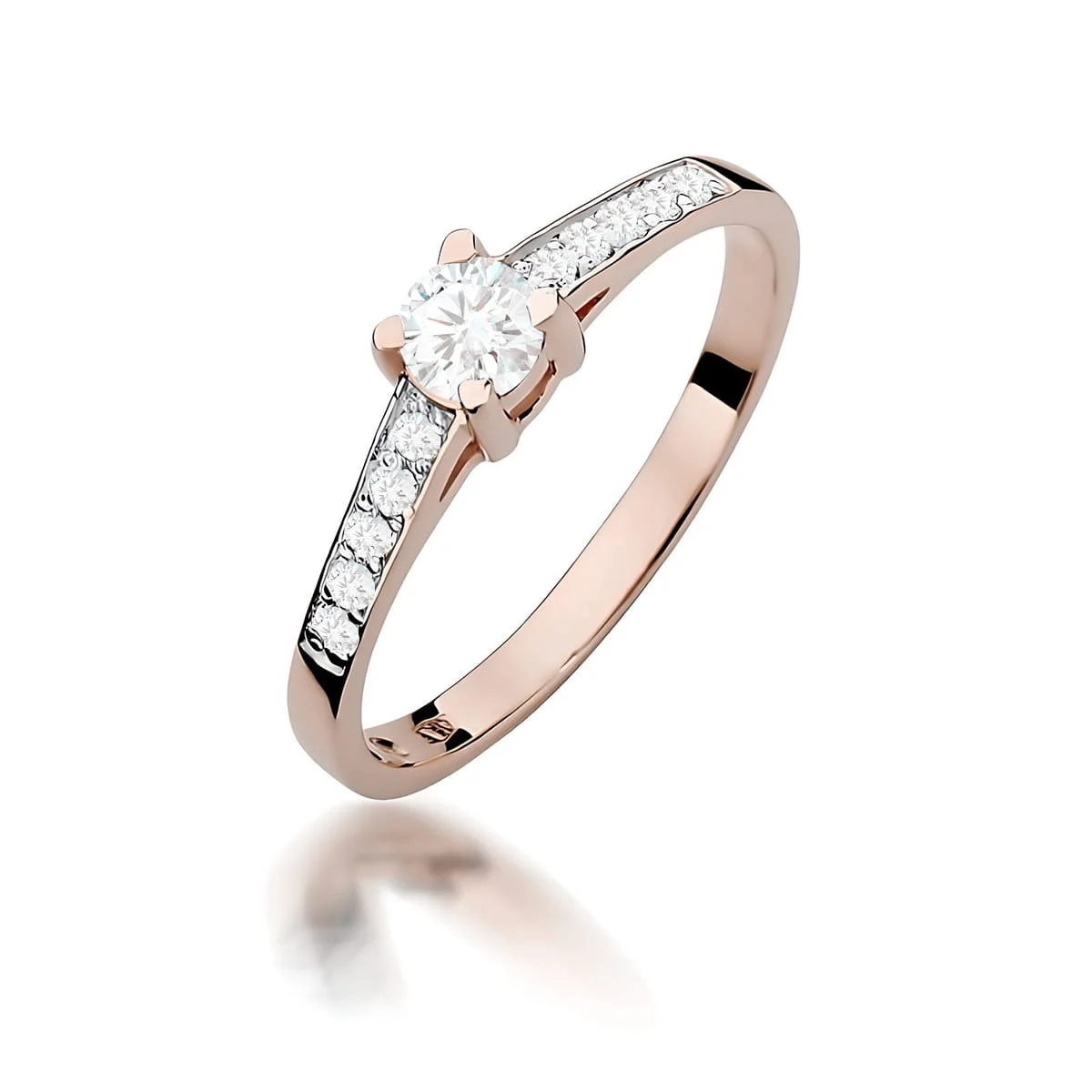 Pierścionek W0364 - Złoto Różowe, 585, Diament Laboratoryjny