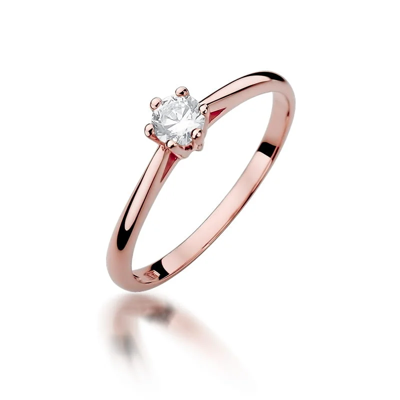 Pierścionek W0365 - Złoto Różowe, 585, Diament