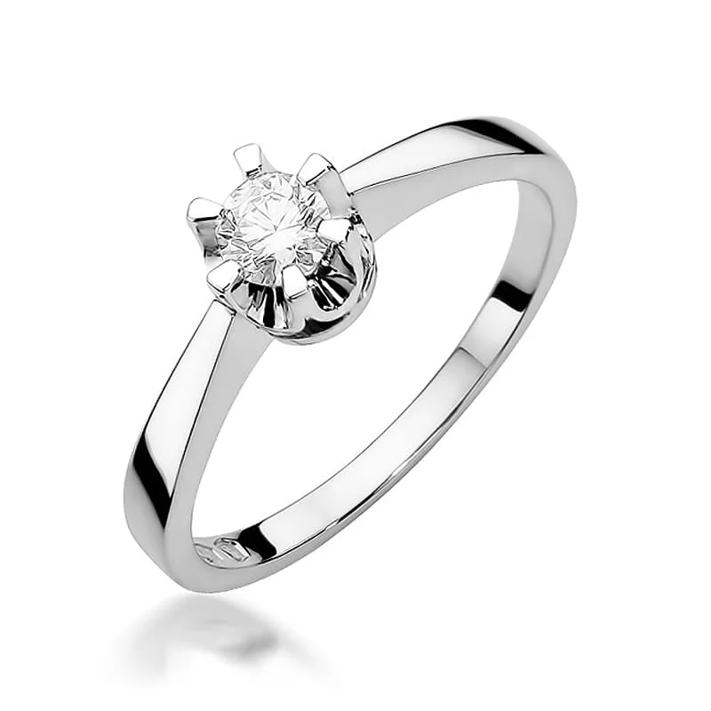 Pierścionek W0408 - Złoto Białe, 585, Diament