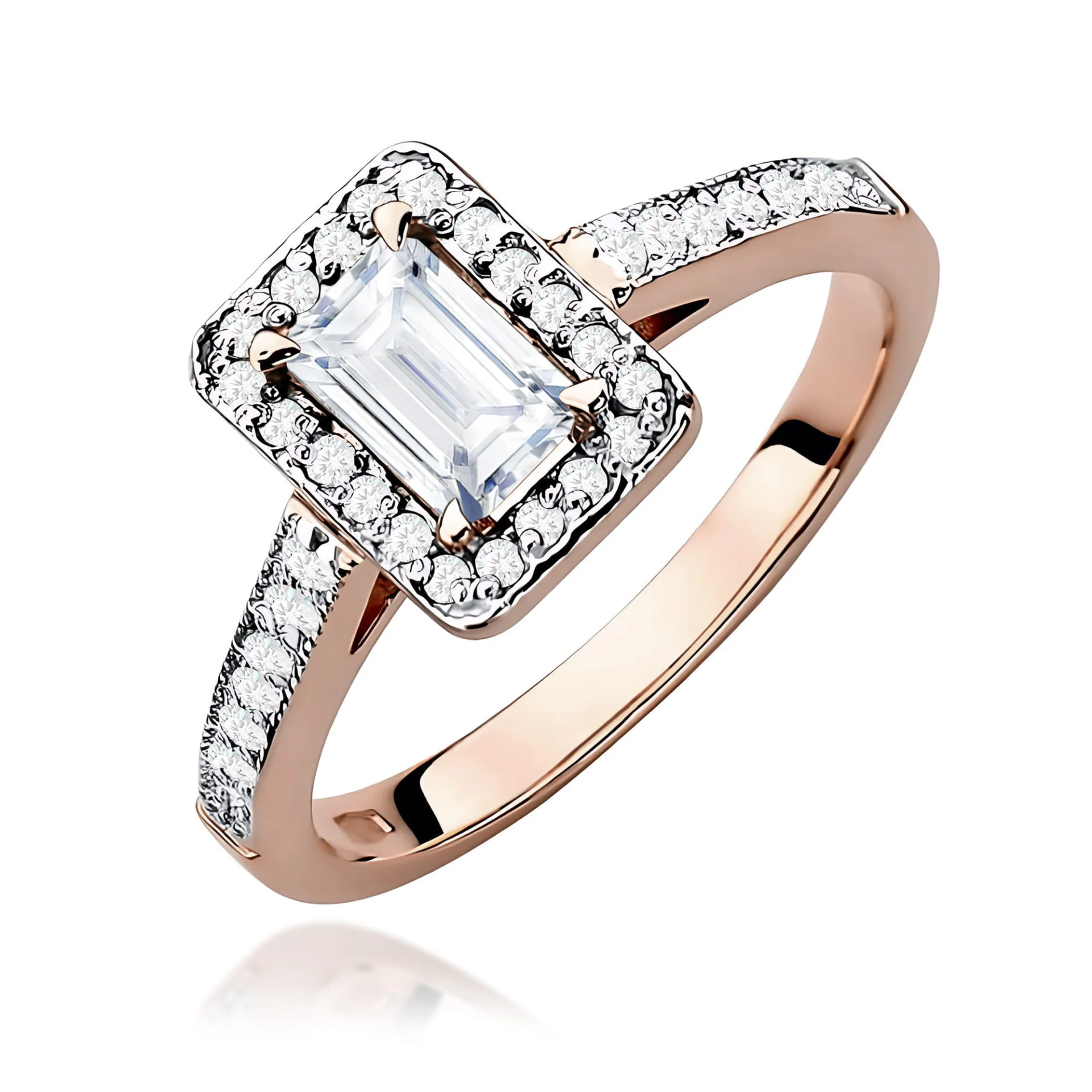 Pierścionek W0422 - Złoto Różowe, 585, Diament Laboratoryjny