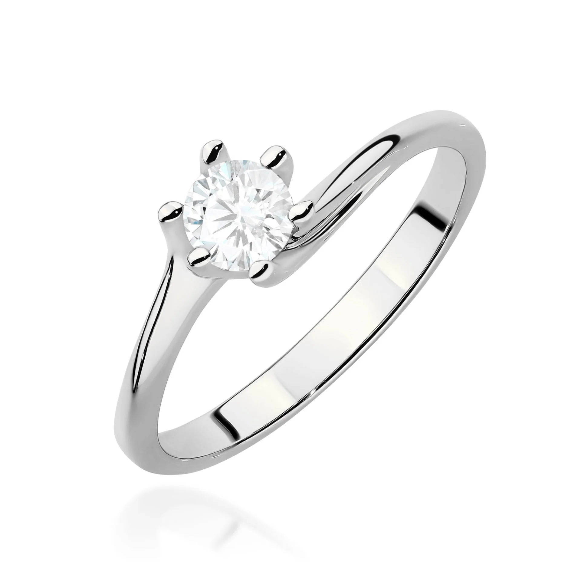 Pierścionek W0423 - Złoto Białe, 585, Diament Laboratoryjny