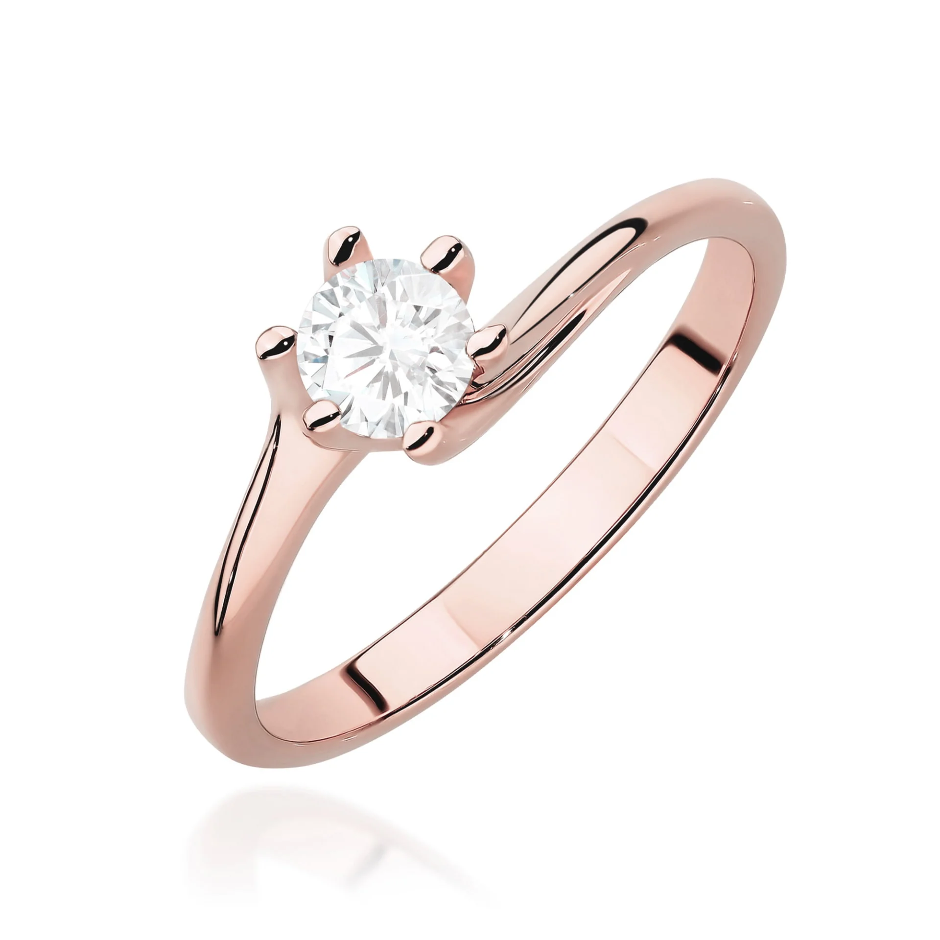 Pierścionek W0423 - Złoto Różowe, 585, Diament Laboratoryjny