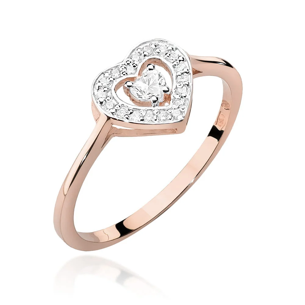 Pierścionek W0442 - Złoto Różowe, 585, Diament, Diament