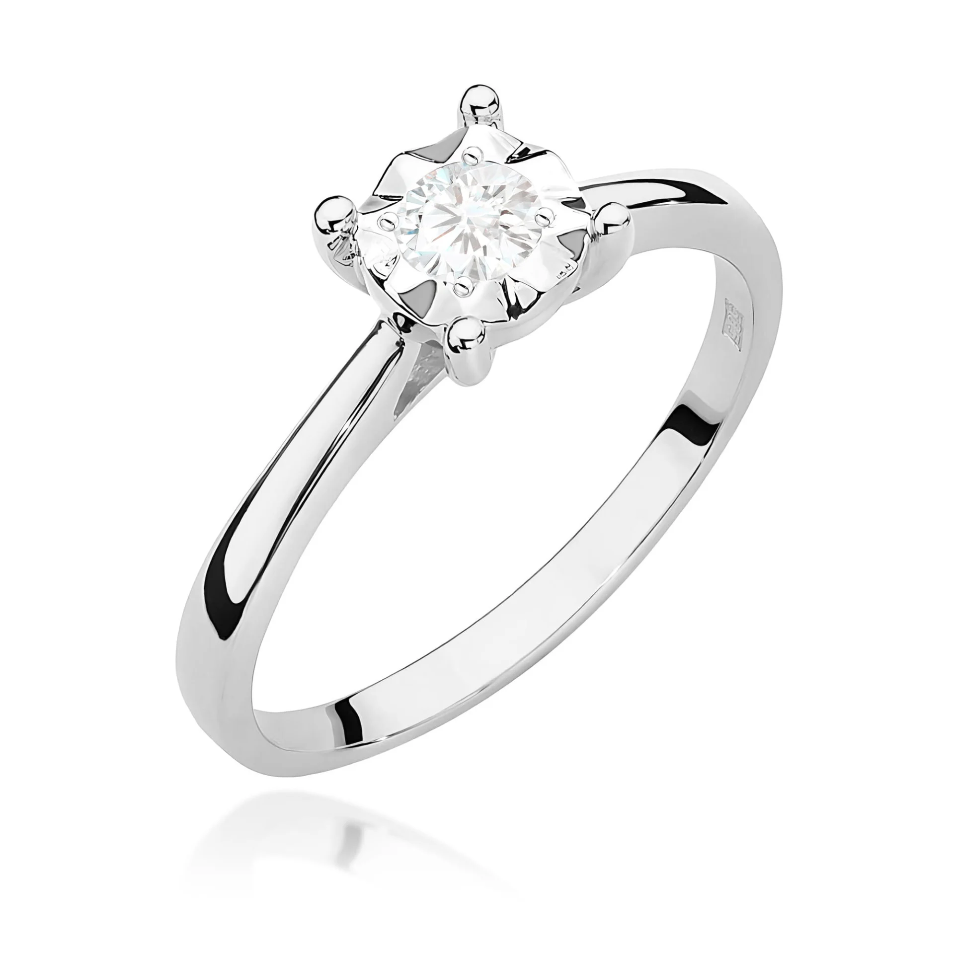 Pierścionek W0447 - Złoto Białe, 585, Diament Laboratoryjny