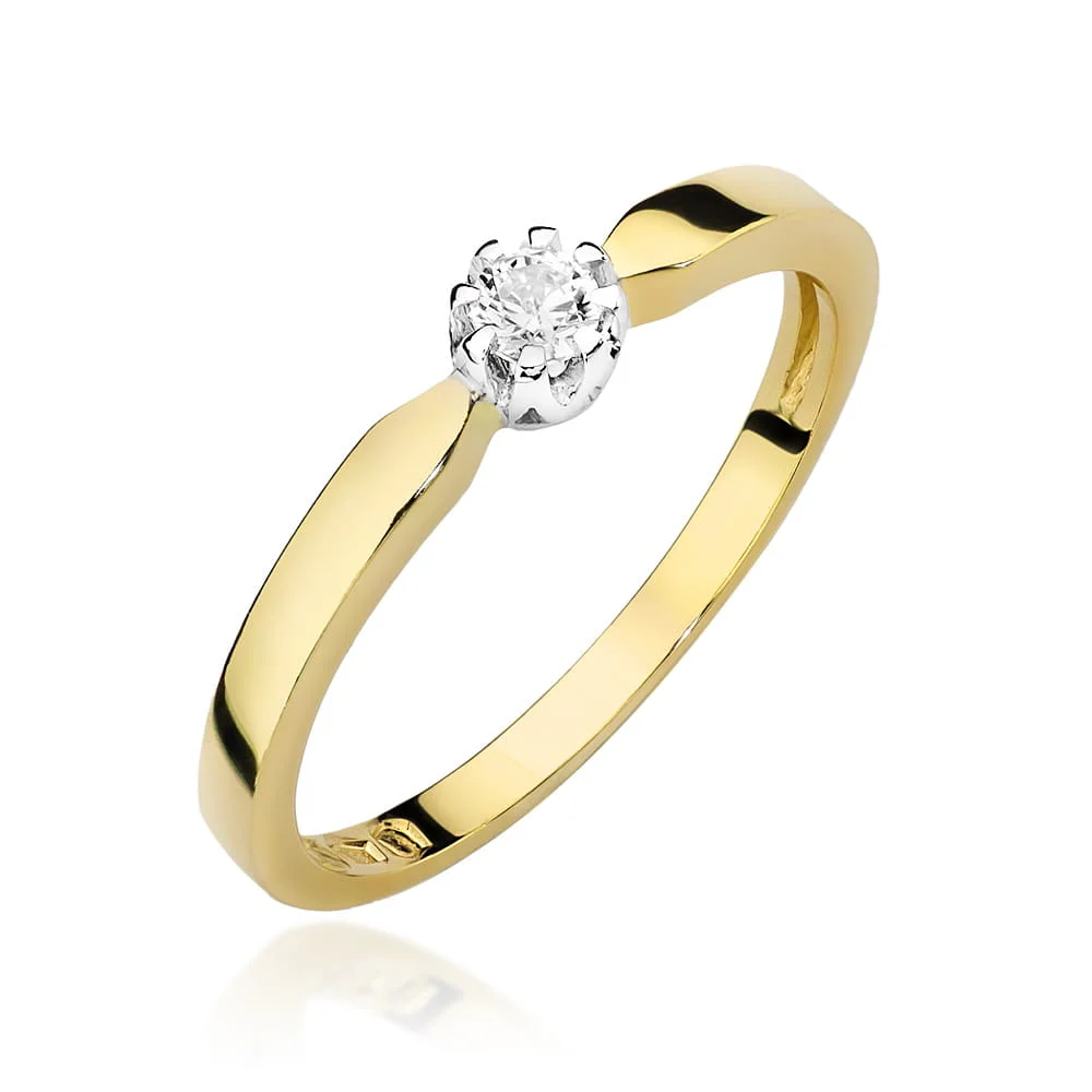 Pierścionek W0450 - Złoto Żółte, 585, Diament, 0.08ct