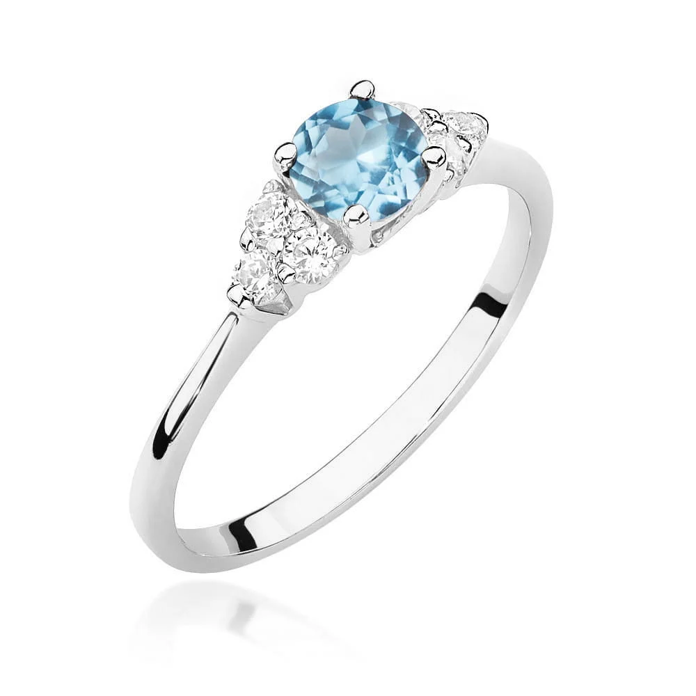 Pierścionek W0451 - Złoto Białe, 585, Topaz