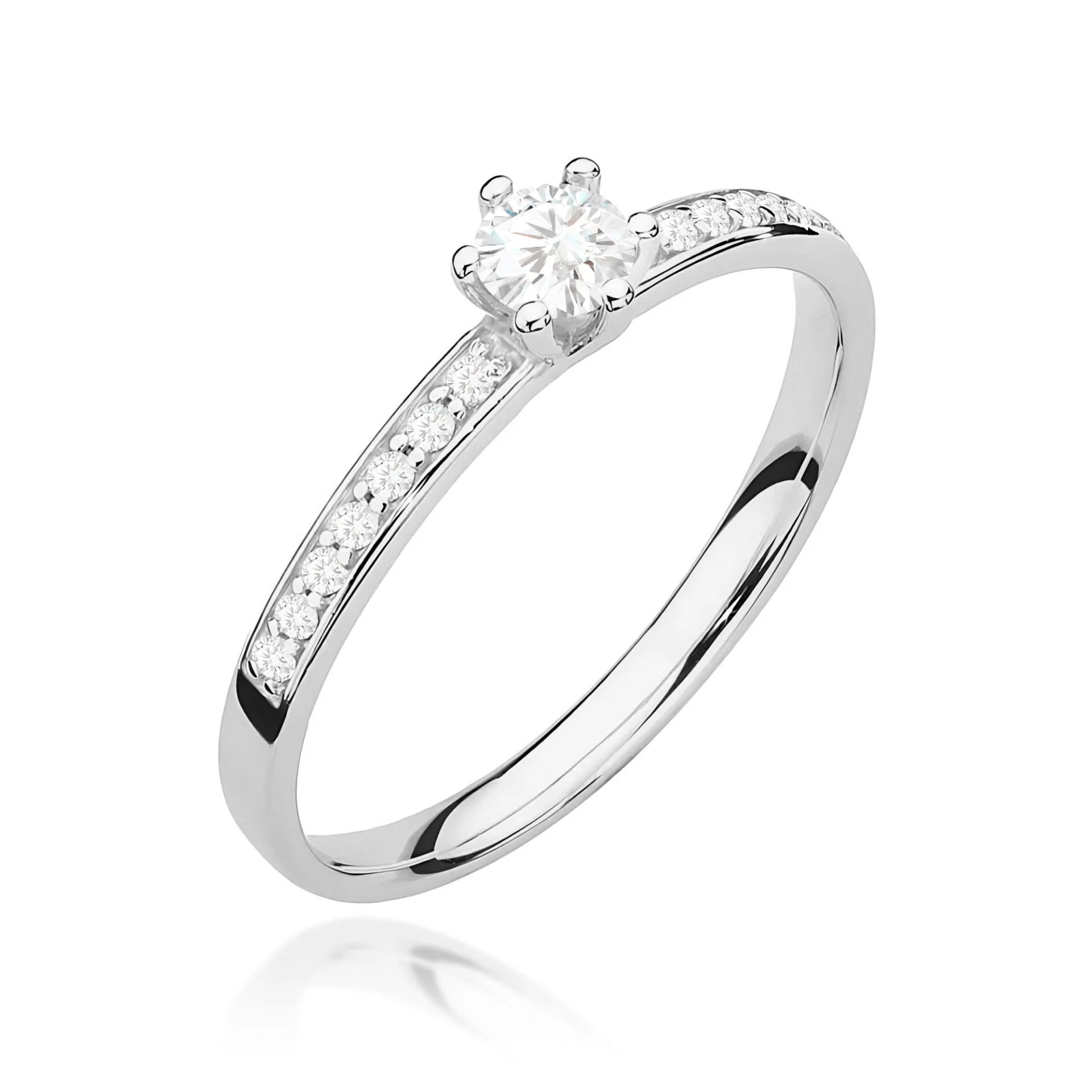 Pierścionek W0459 - Złoto Białe, 585, Diament, 0.10ct